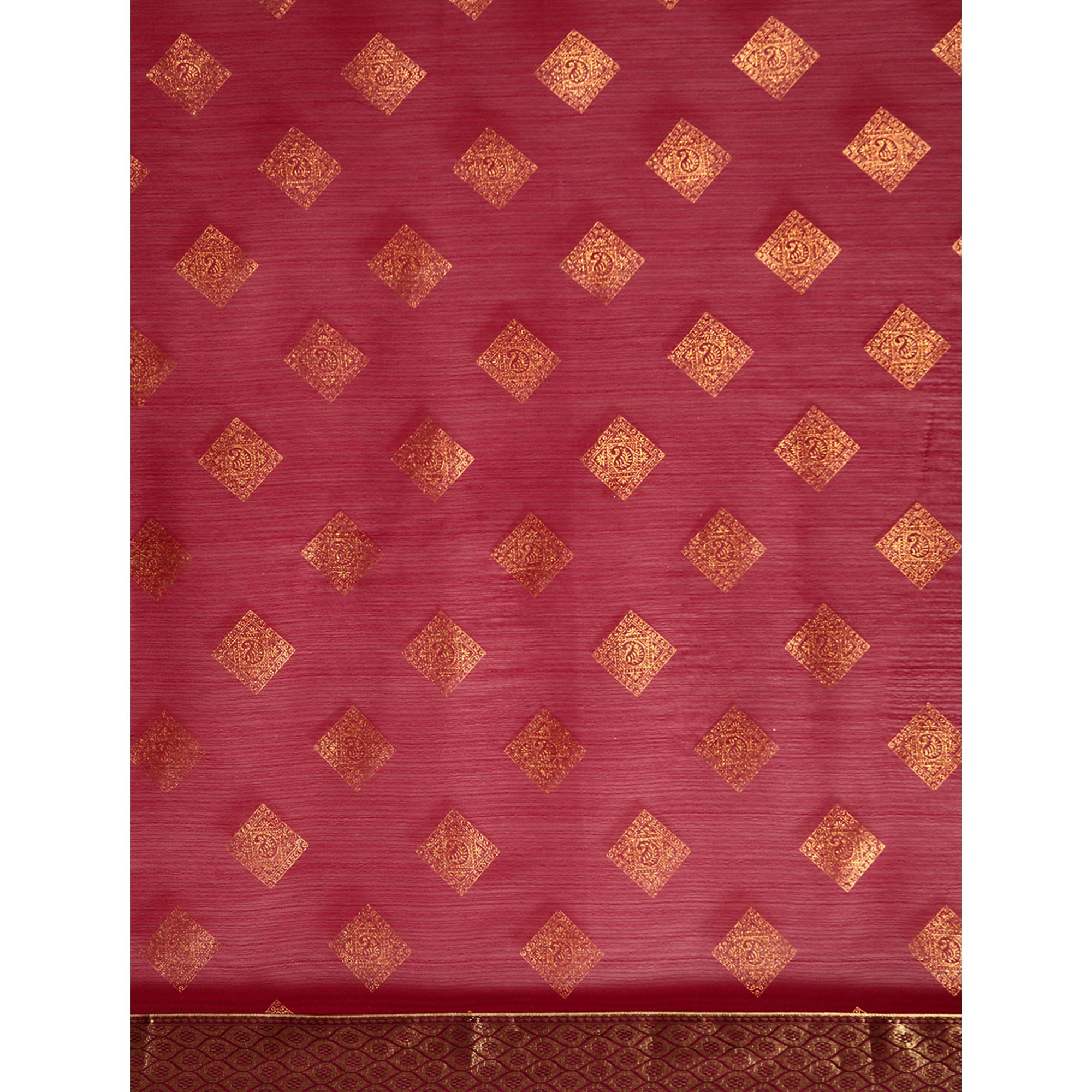 Wine Foil Printed Chiffon Saree With Tassels