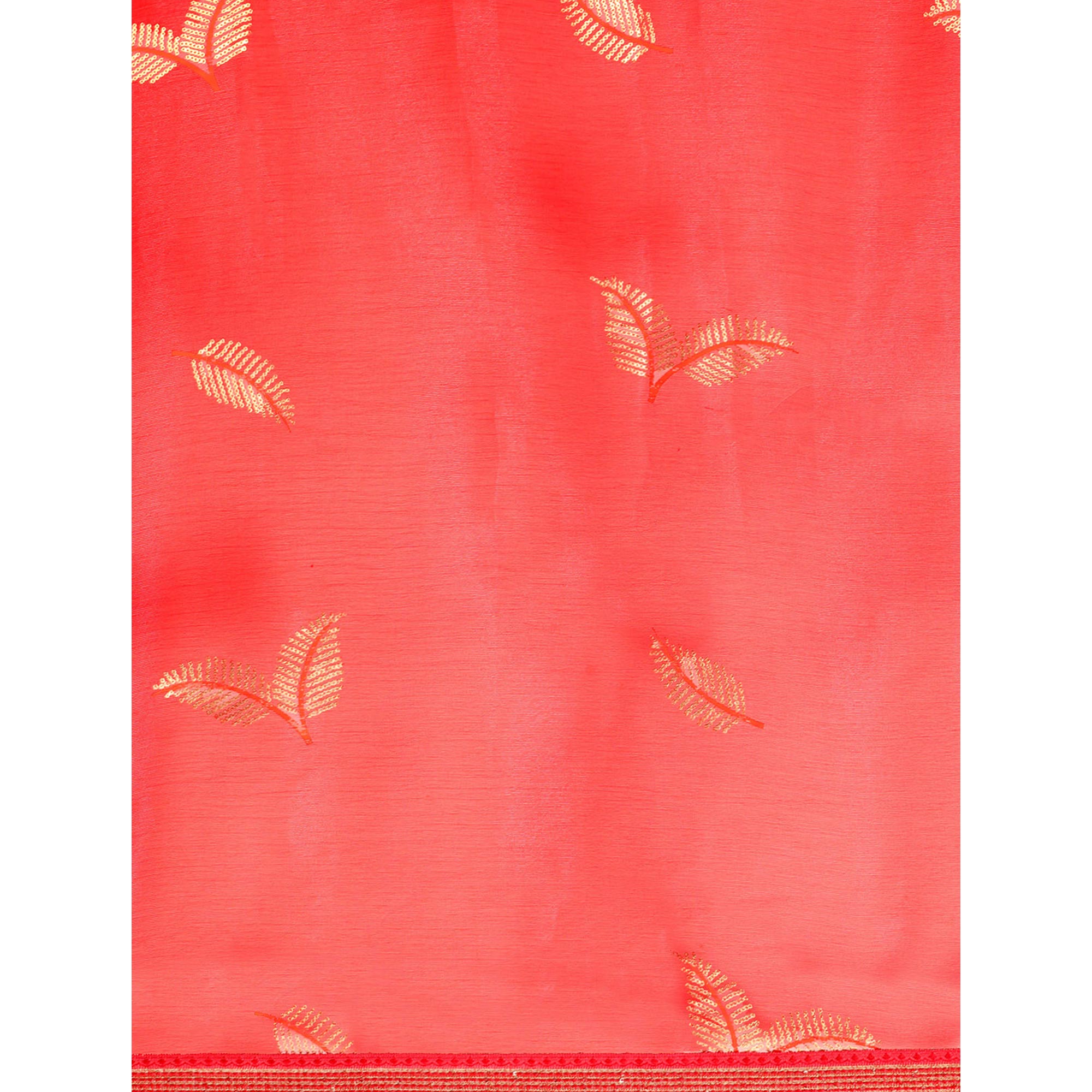 Gajri Pink Sequins Embroidered Chiffon Saree With Tassels