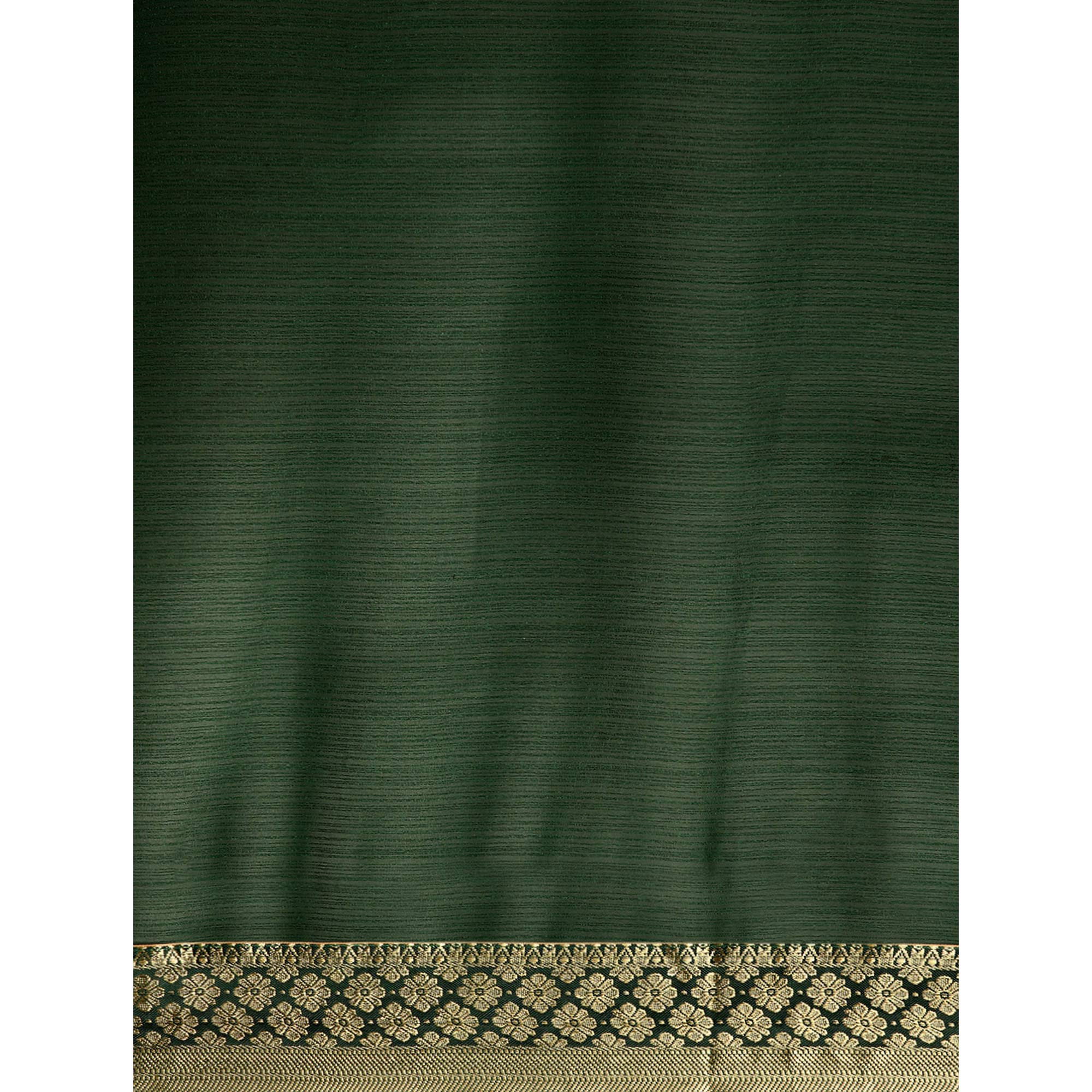 Green Swarovski Work Chiffon Saree With Zari Border