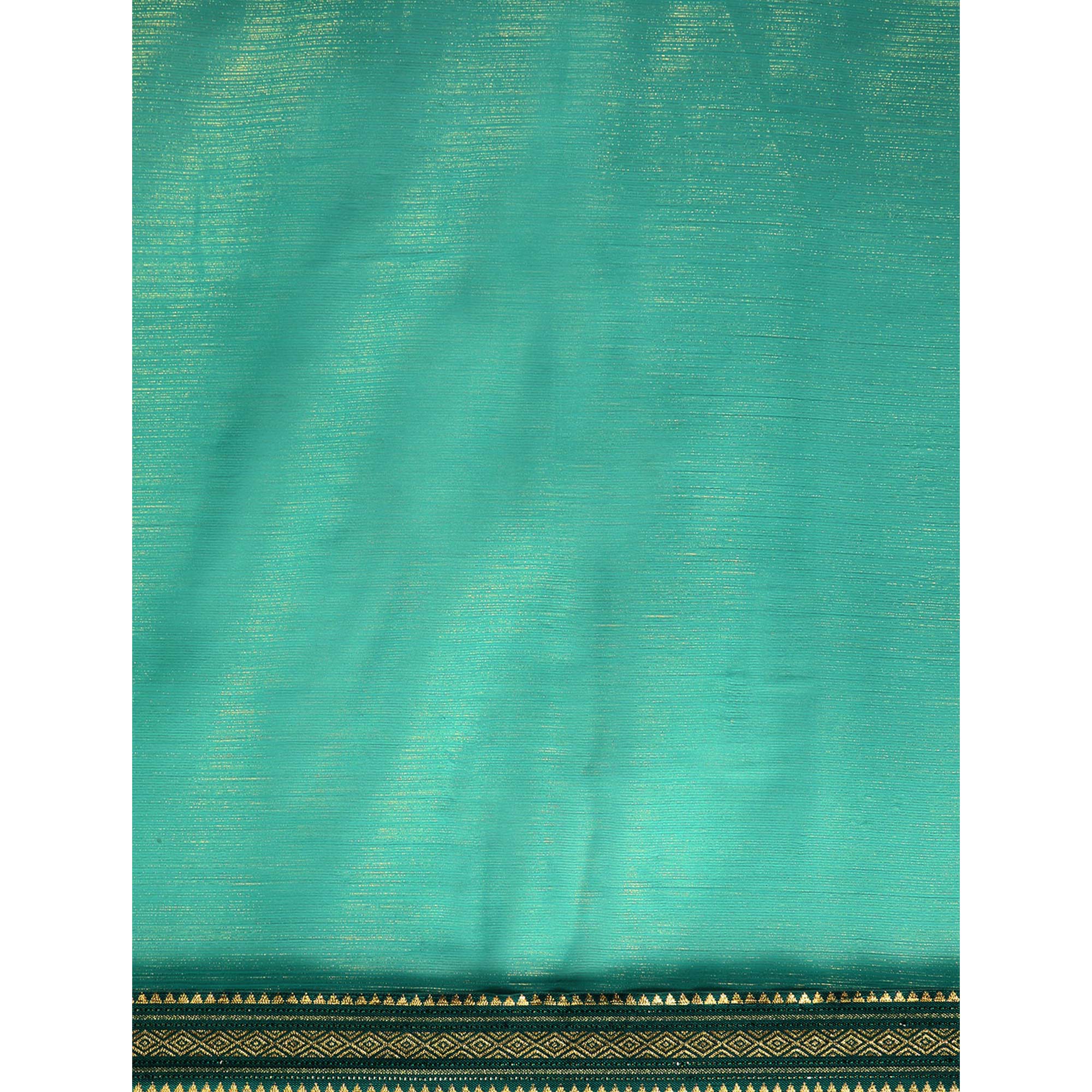 Turquoise  Solid With Woven Border Chiffon Saree With Tassels