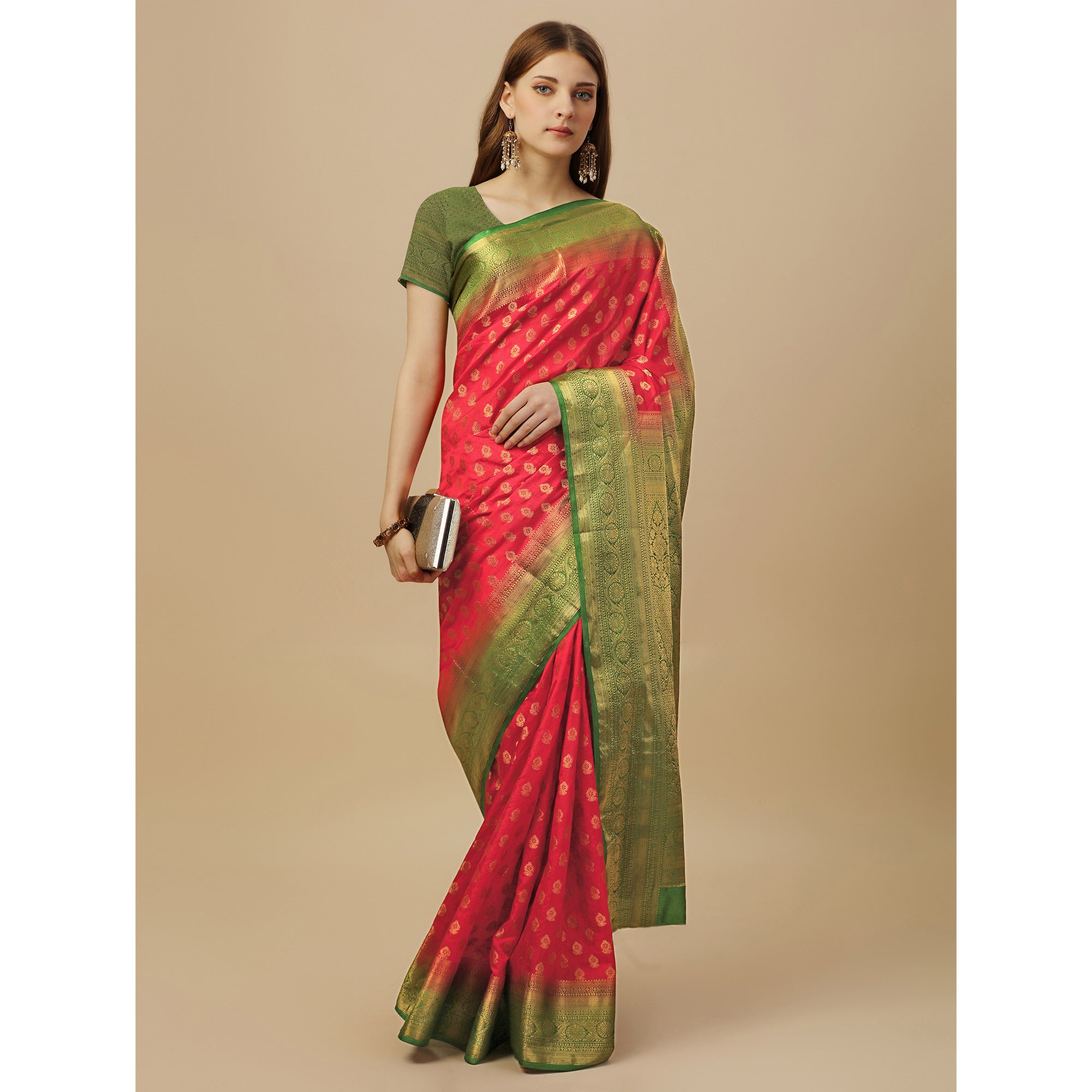 Red Woven Dola Silk Saree