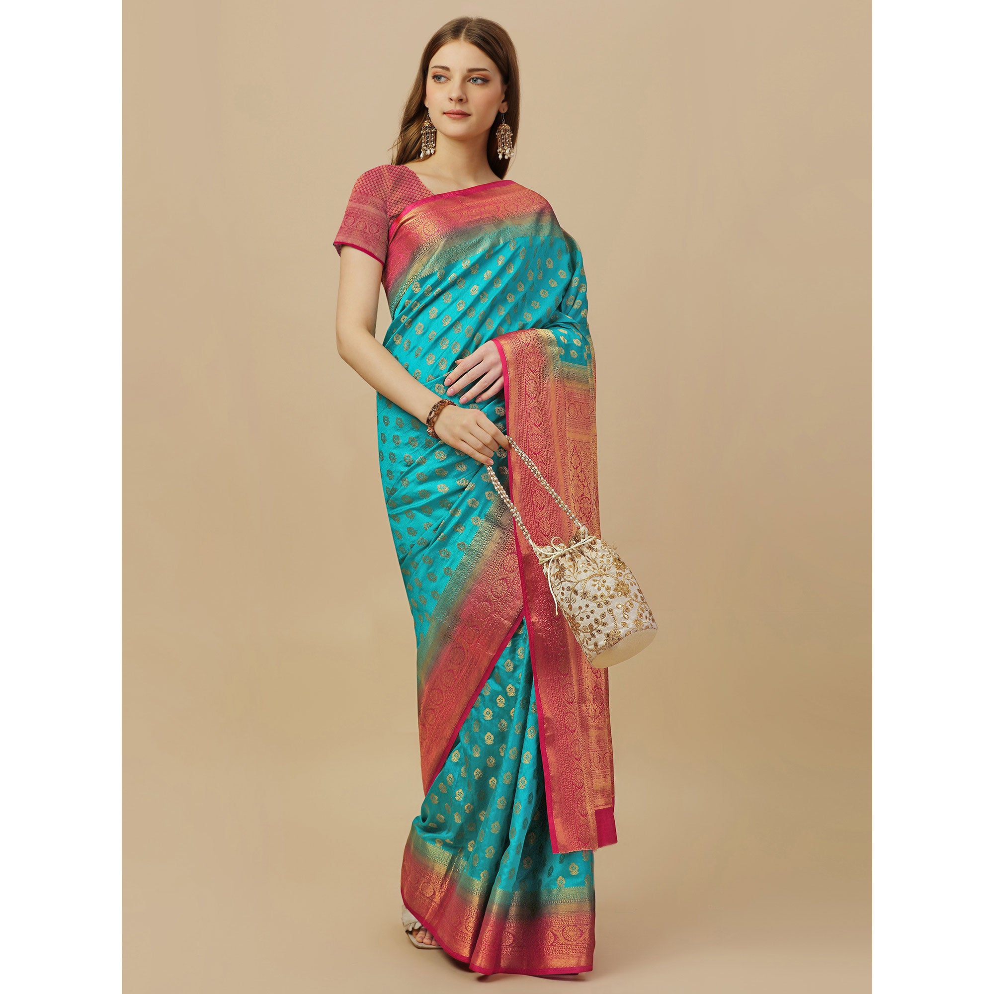 Blue Woven Dola Silk Saree