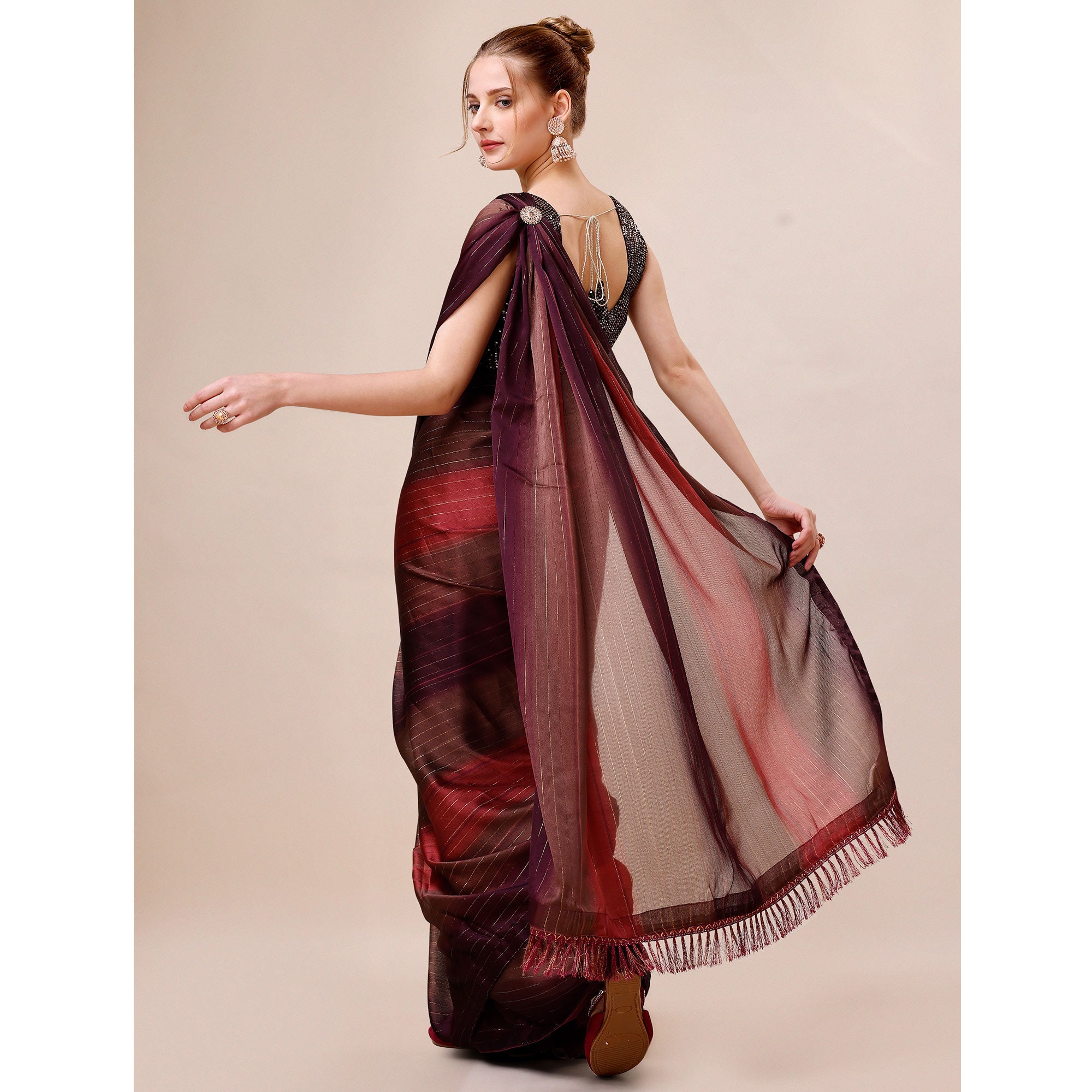 Multicolour Woven Chiffon Saree