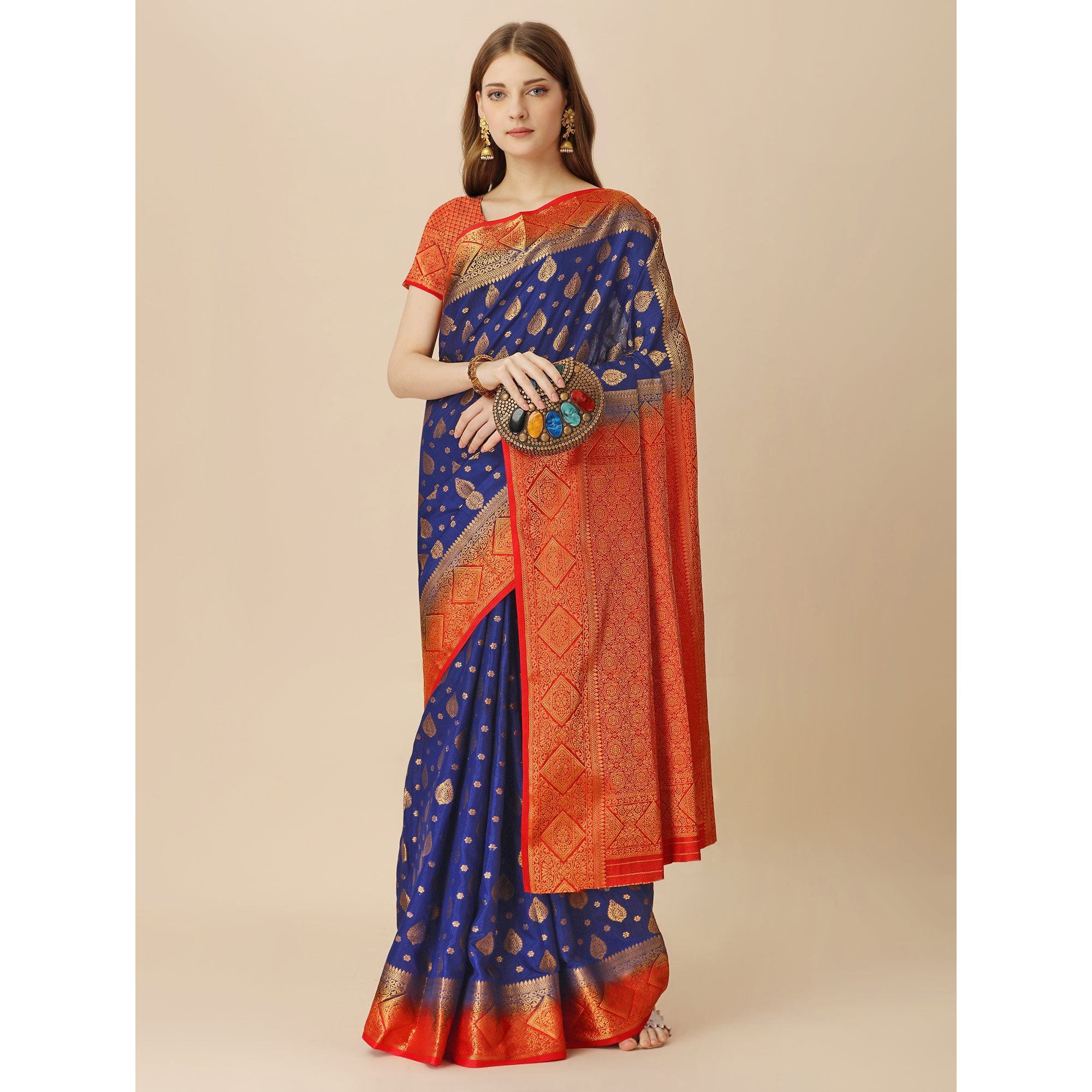 Blue Woven Dola Silk Saree