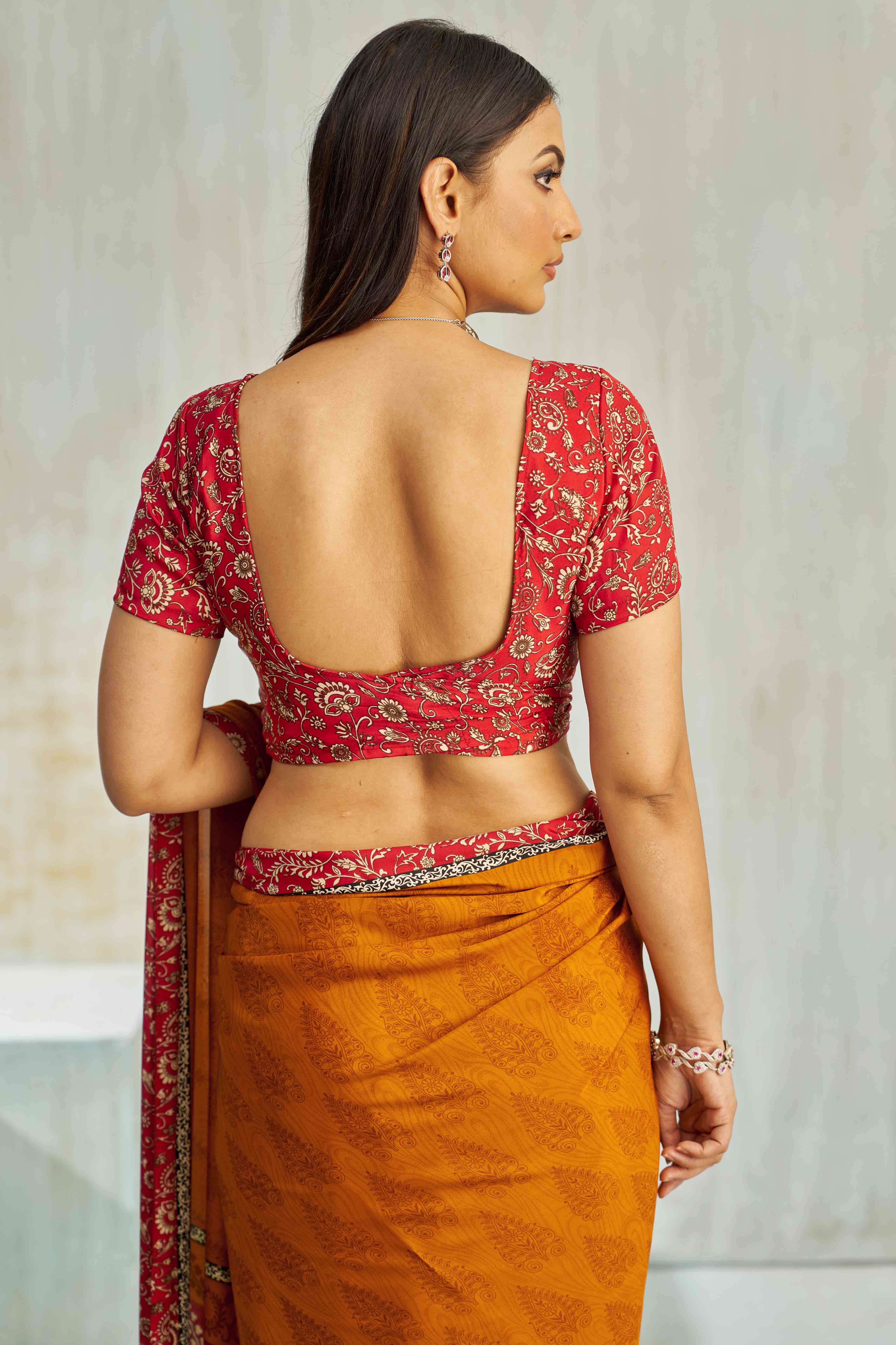 Mustard Crepe Silk Saree Featuring Delicate Floral Print Work