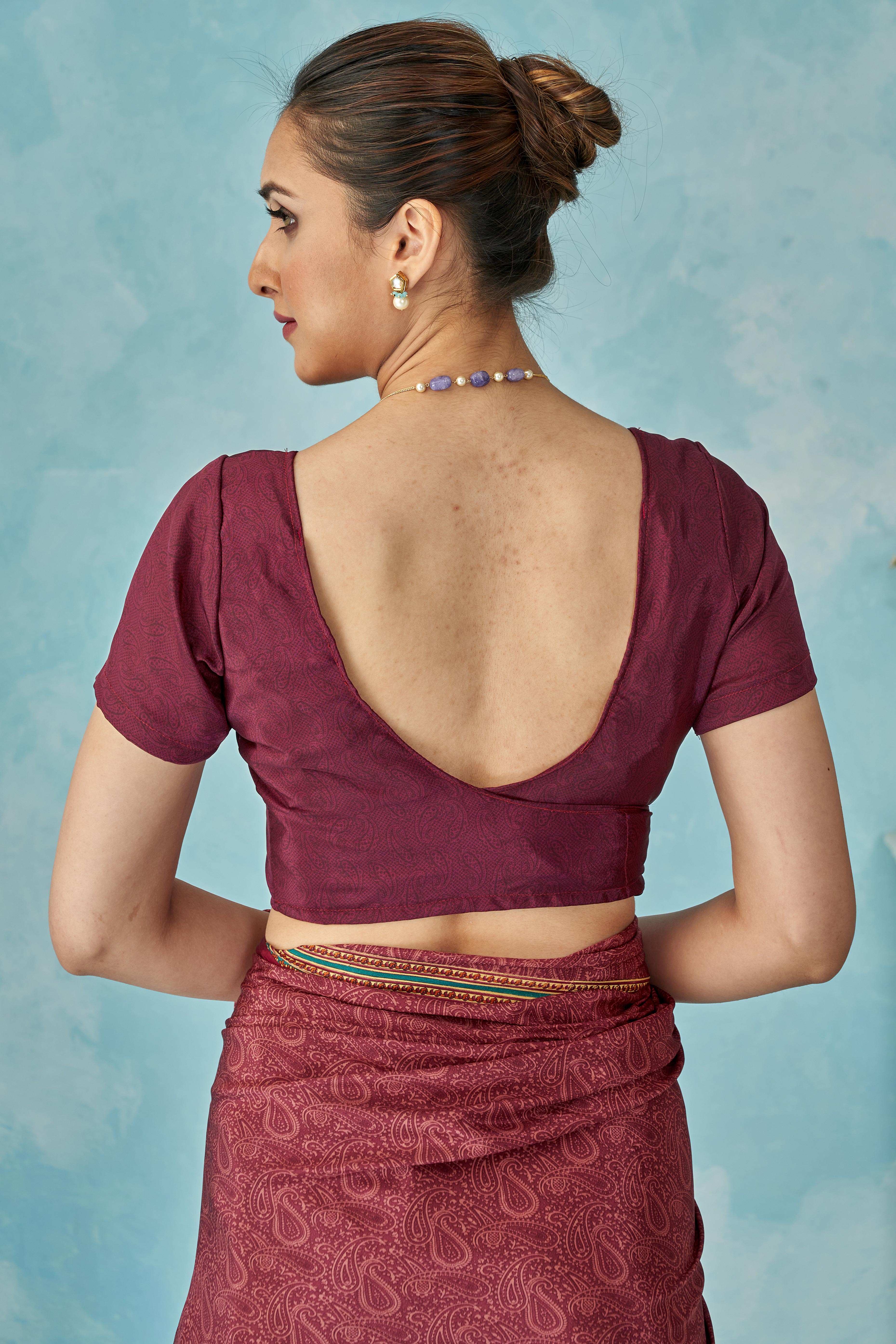 Lightweight Purple Paisley Printed Saree in Luxurious Silk Crepe