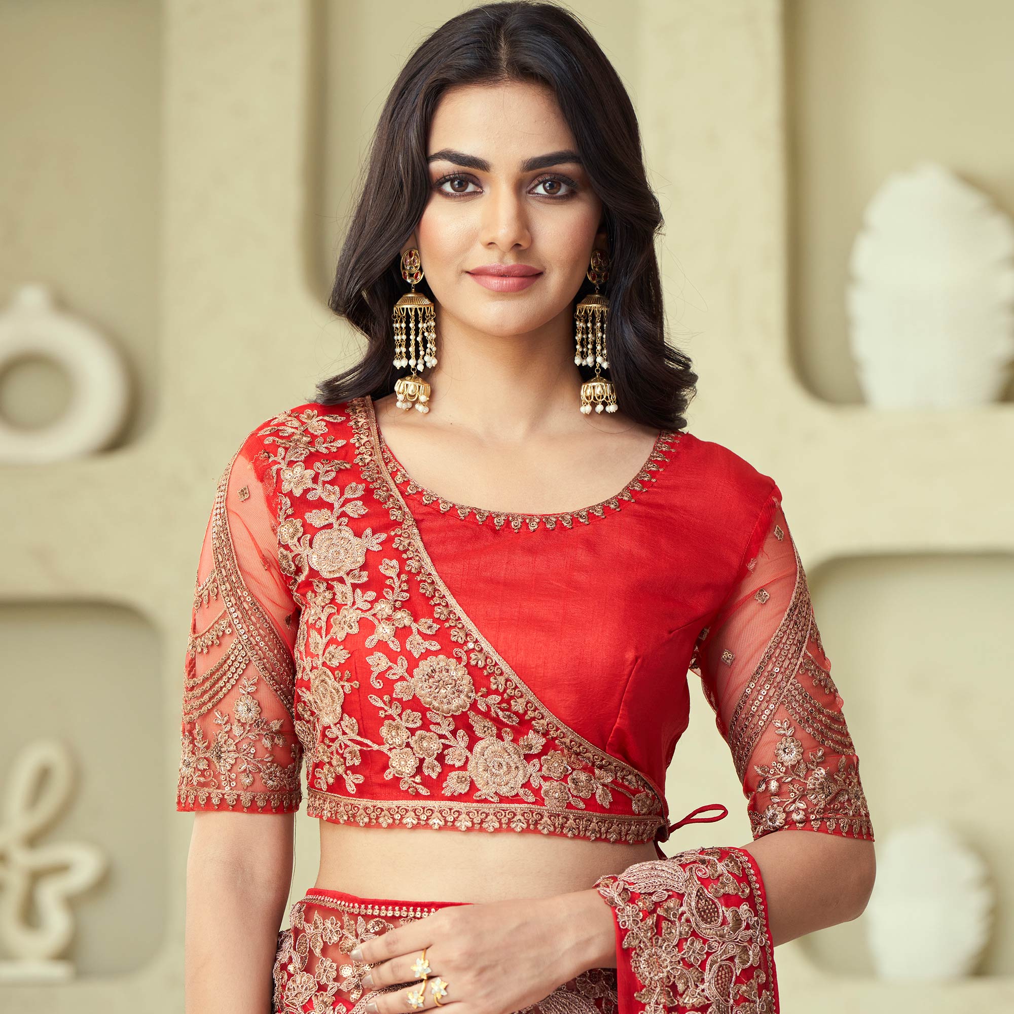 Pink Sequins Embroidered Georgette Saree