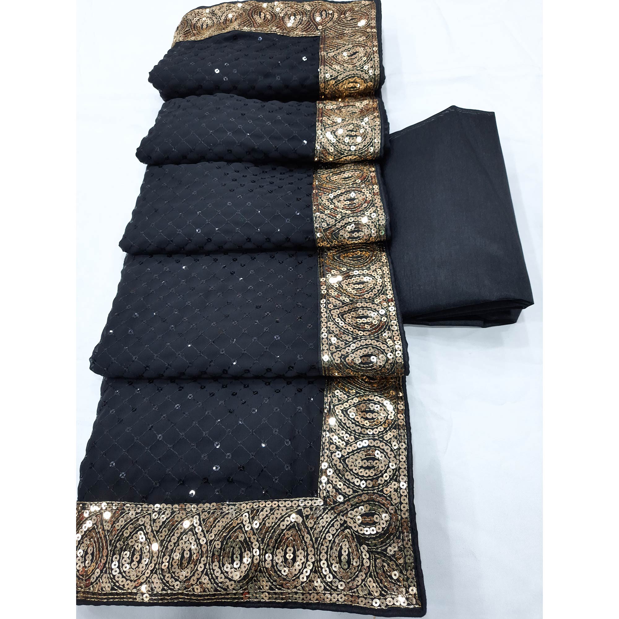 Black Sequins Embroidered Georgette Saree