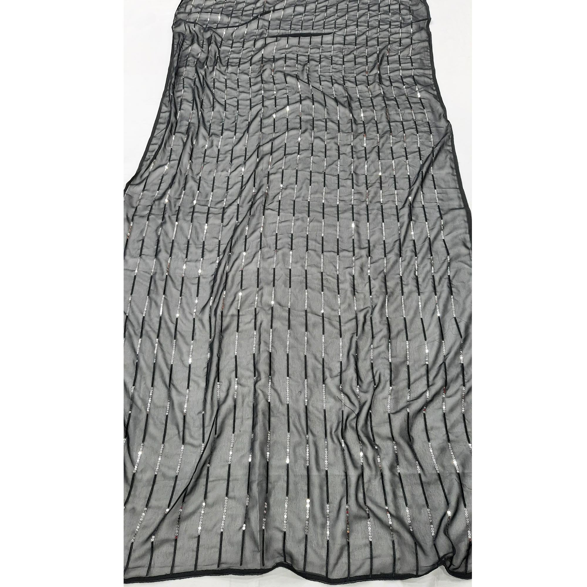 Black Sequins Embroidered Georgette Saree
