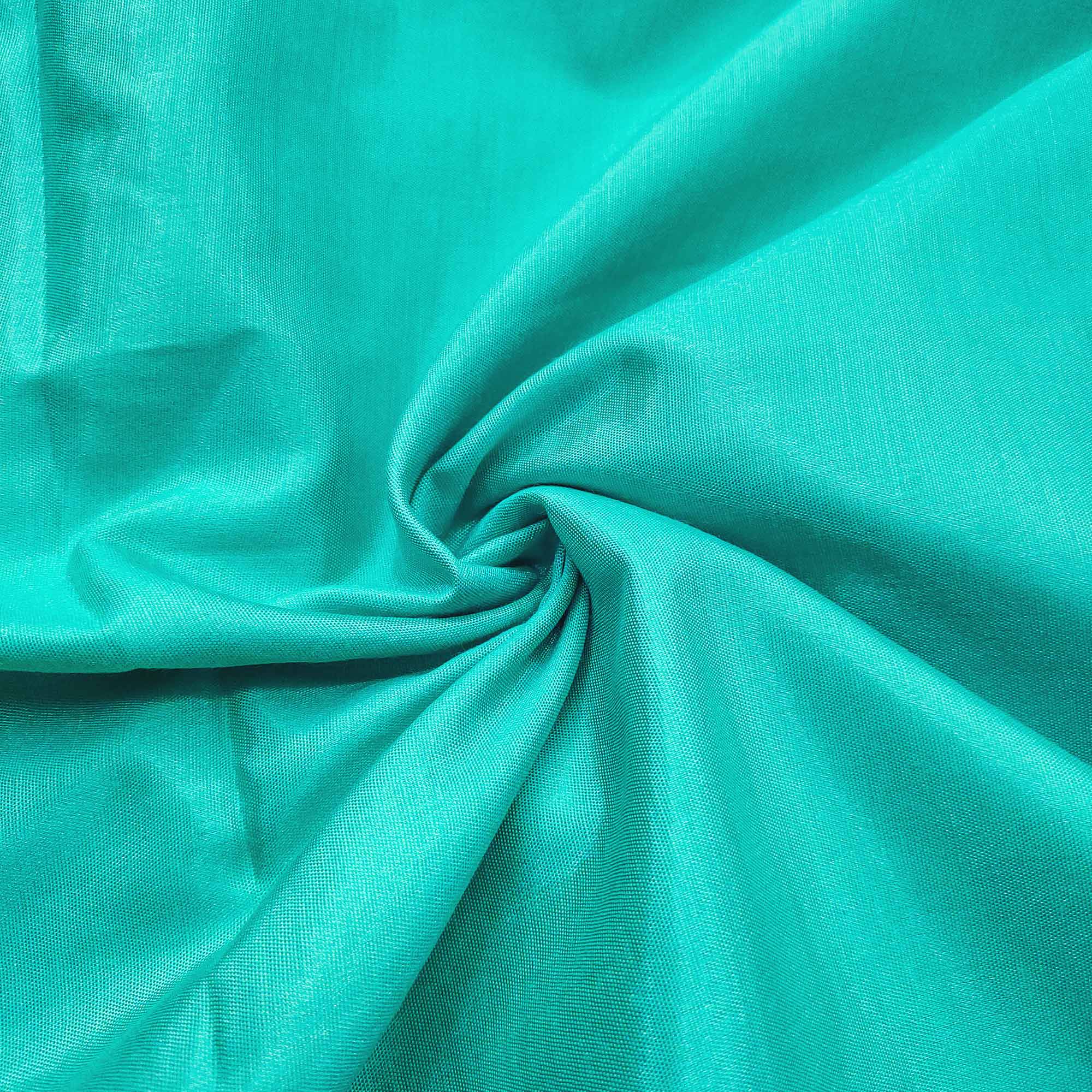 Turquoise Printed With Hand Embroidered Chanderi Silk Dress Material