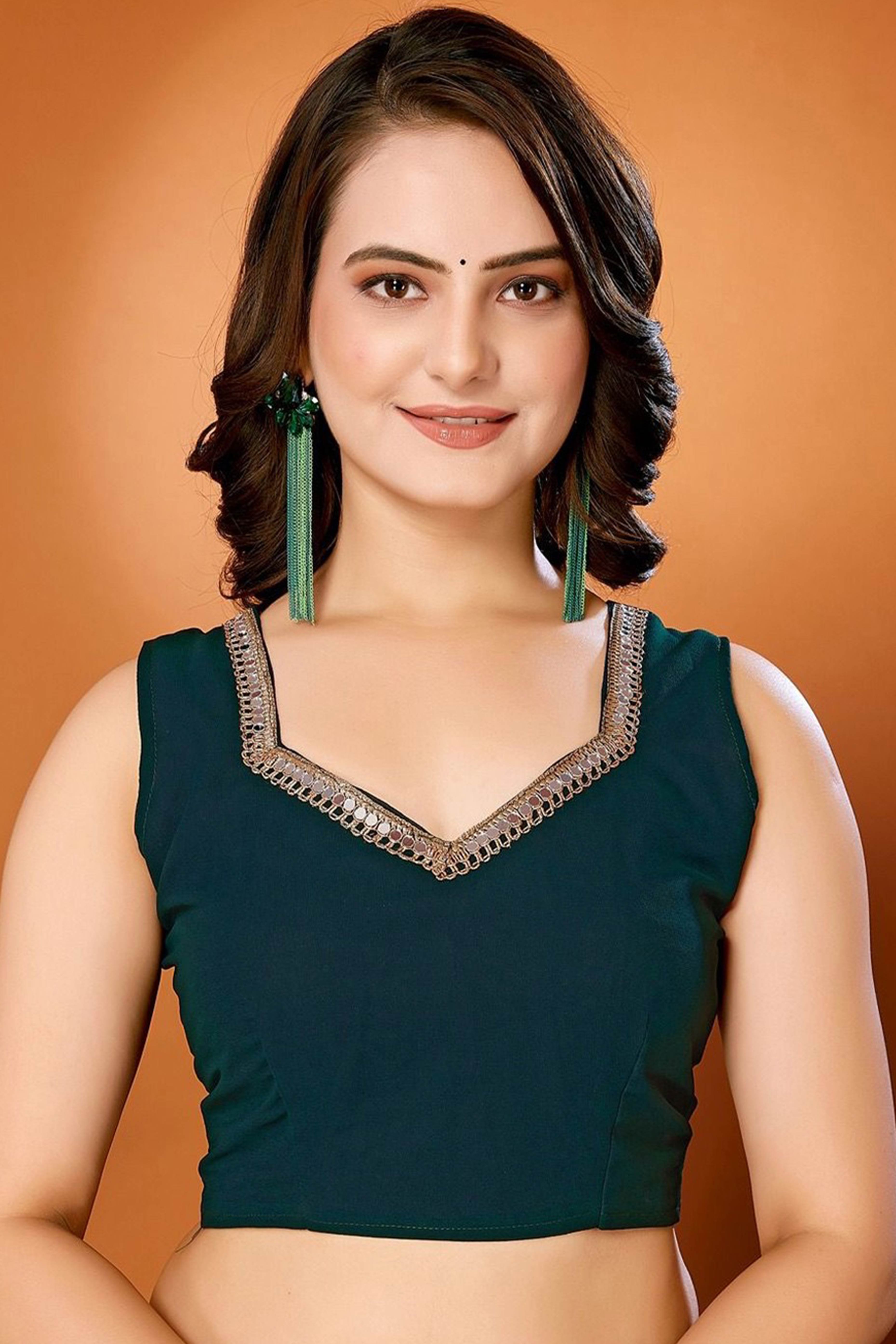 Morpich Solid Georgette Saree With Mirror Border