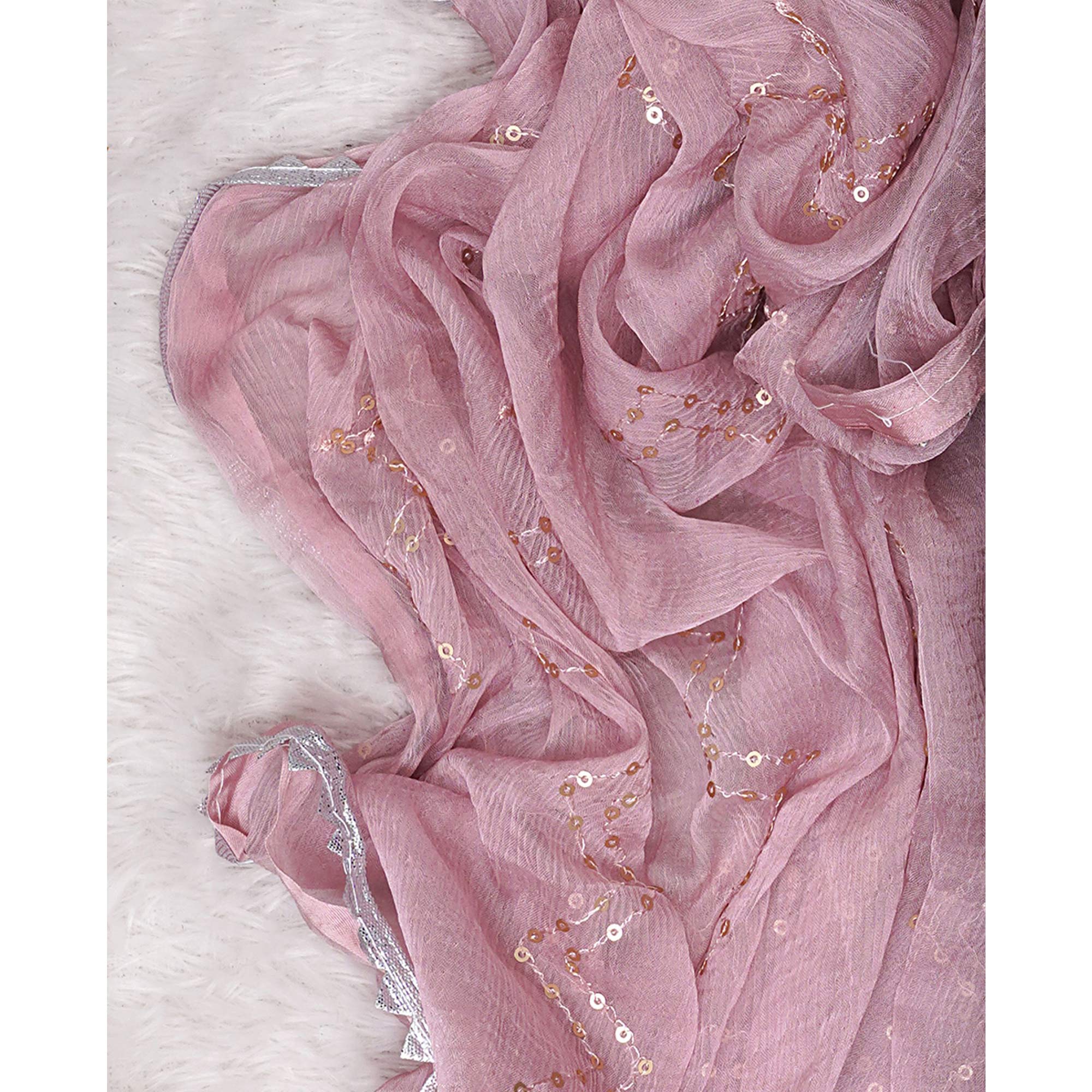 Pink Floral Foil Printed Pure Cotton Dress Material