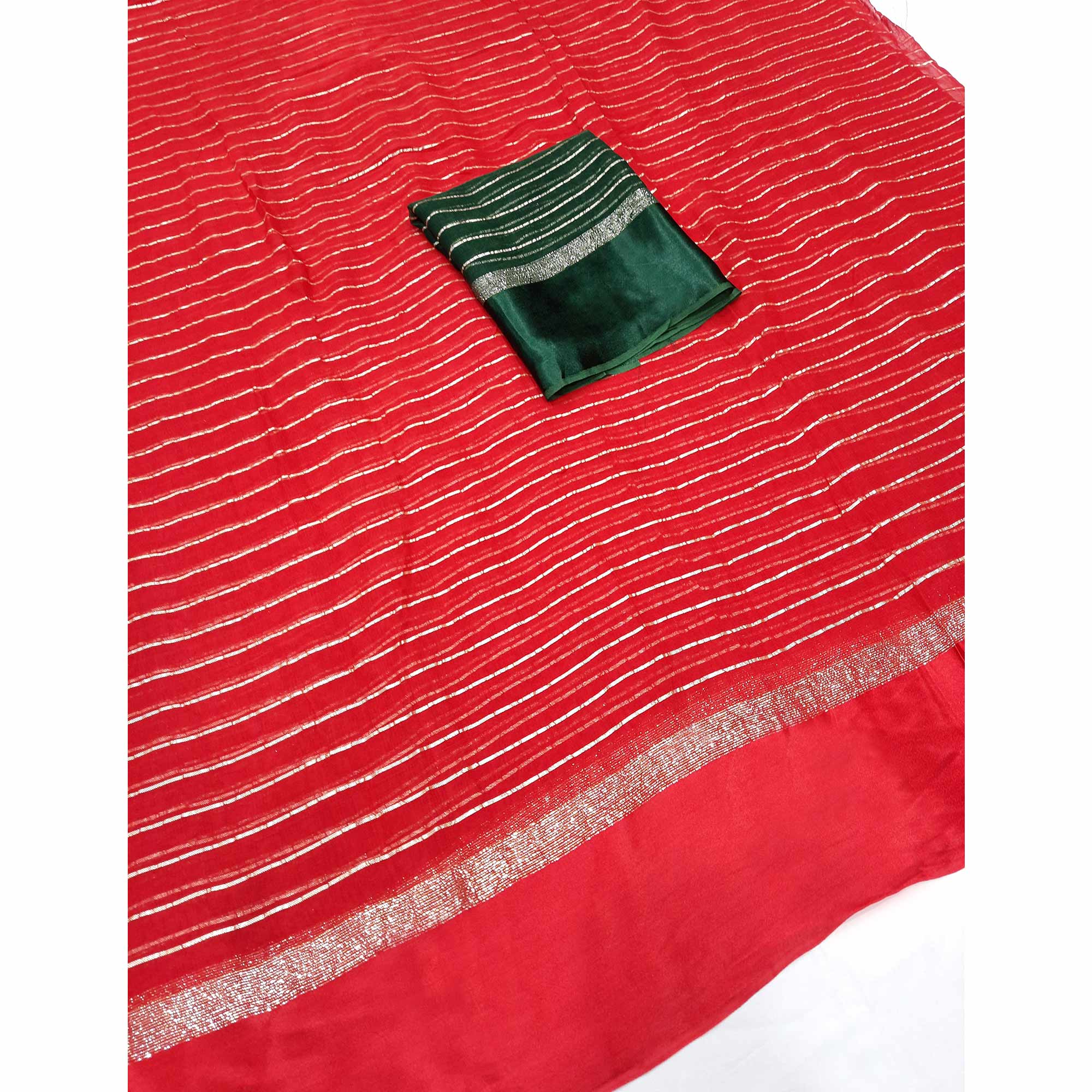 Red Woven Viscose Saree