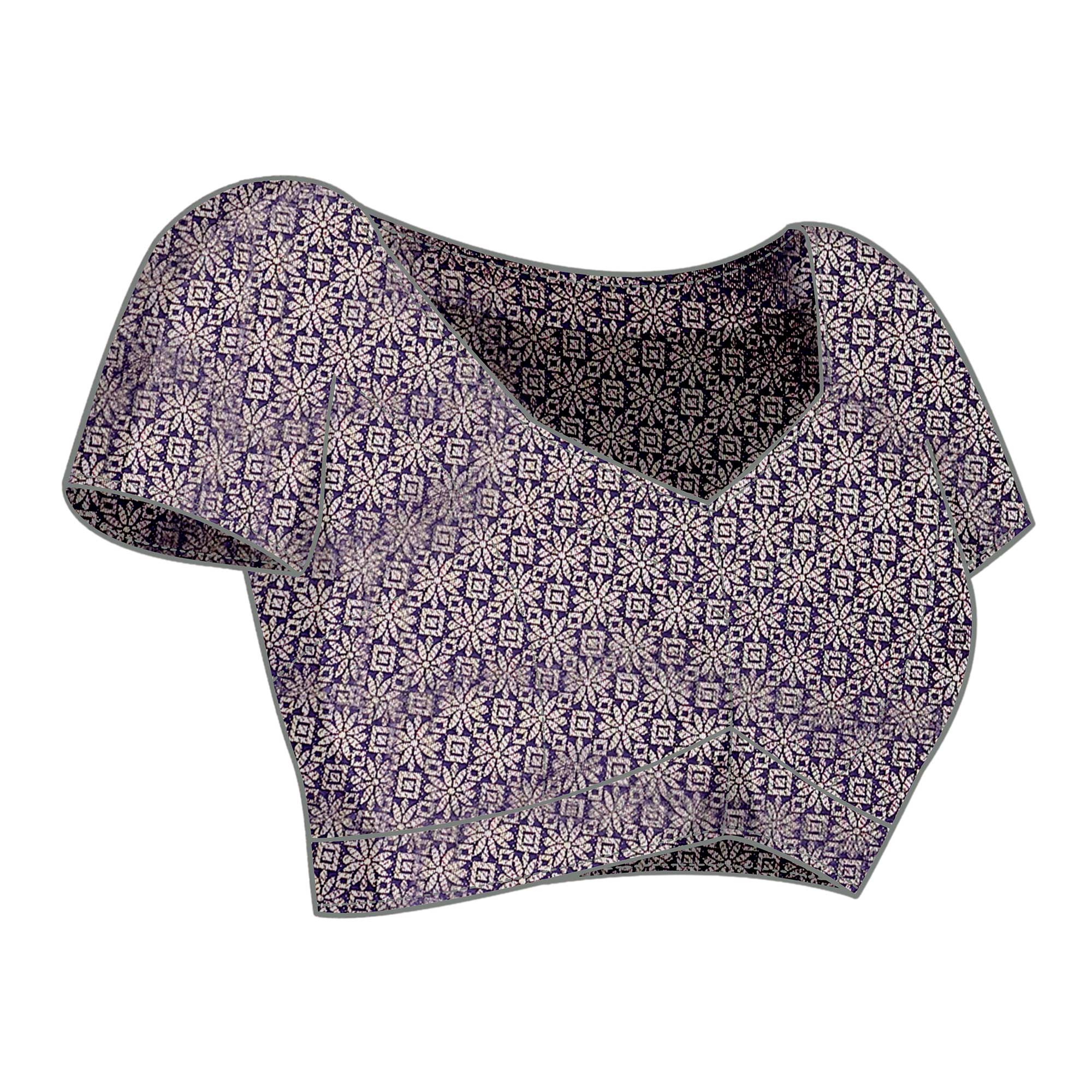 Orange Floral Woven Banarasi Silk Saree