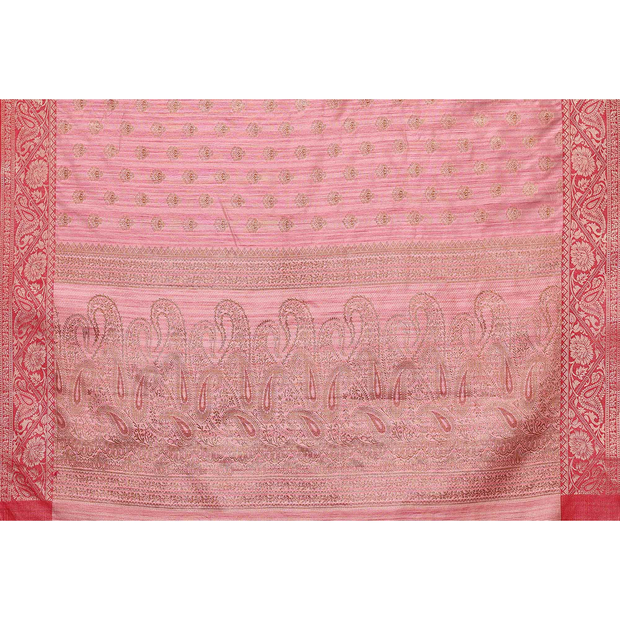 Pink Floral Woven Banarasi Silk Saree