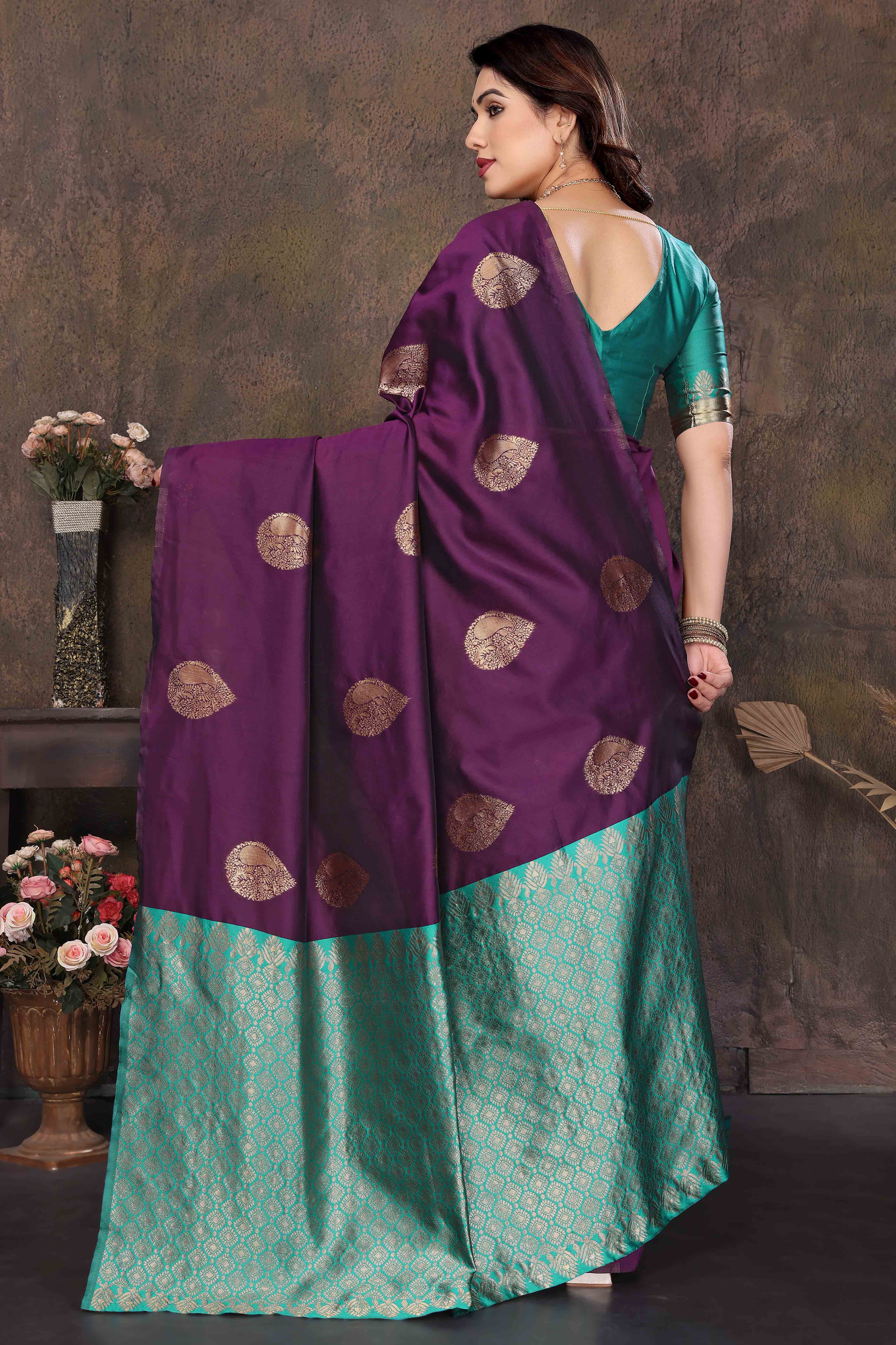Purple Banarasi Silk Saree With Intricate Zari Weaving