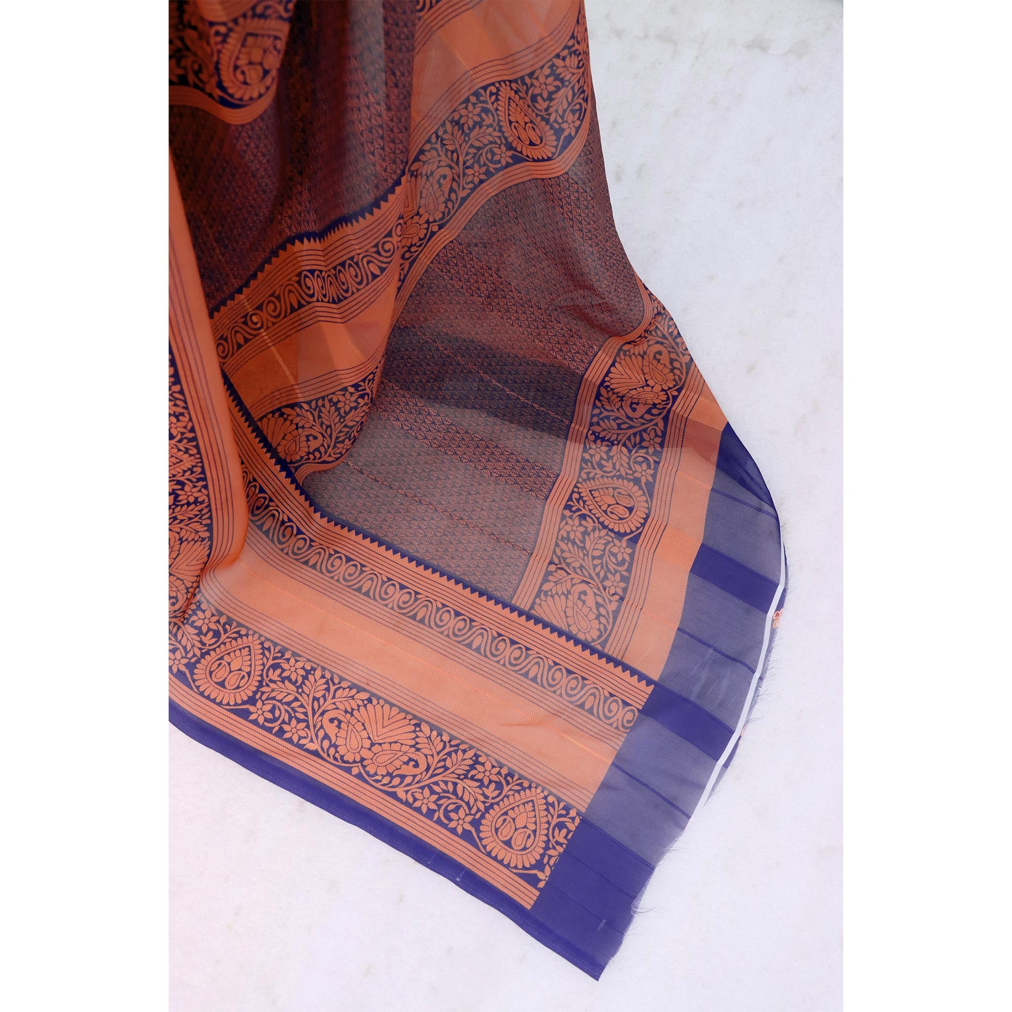 Elegant Rama Green & Blue Floral Digital Printed Georgette Saree Adorned With Subtle Zari Stripes