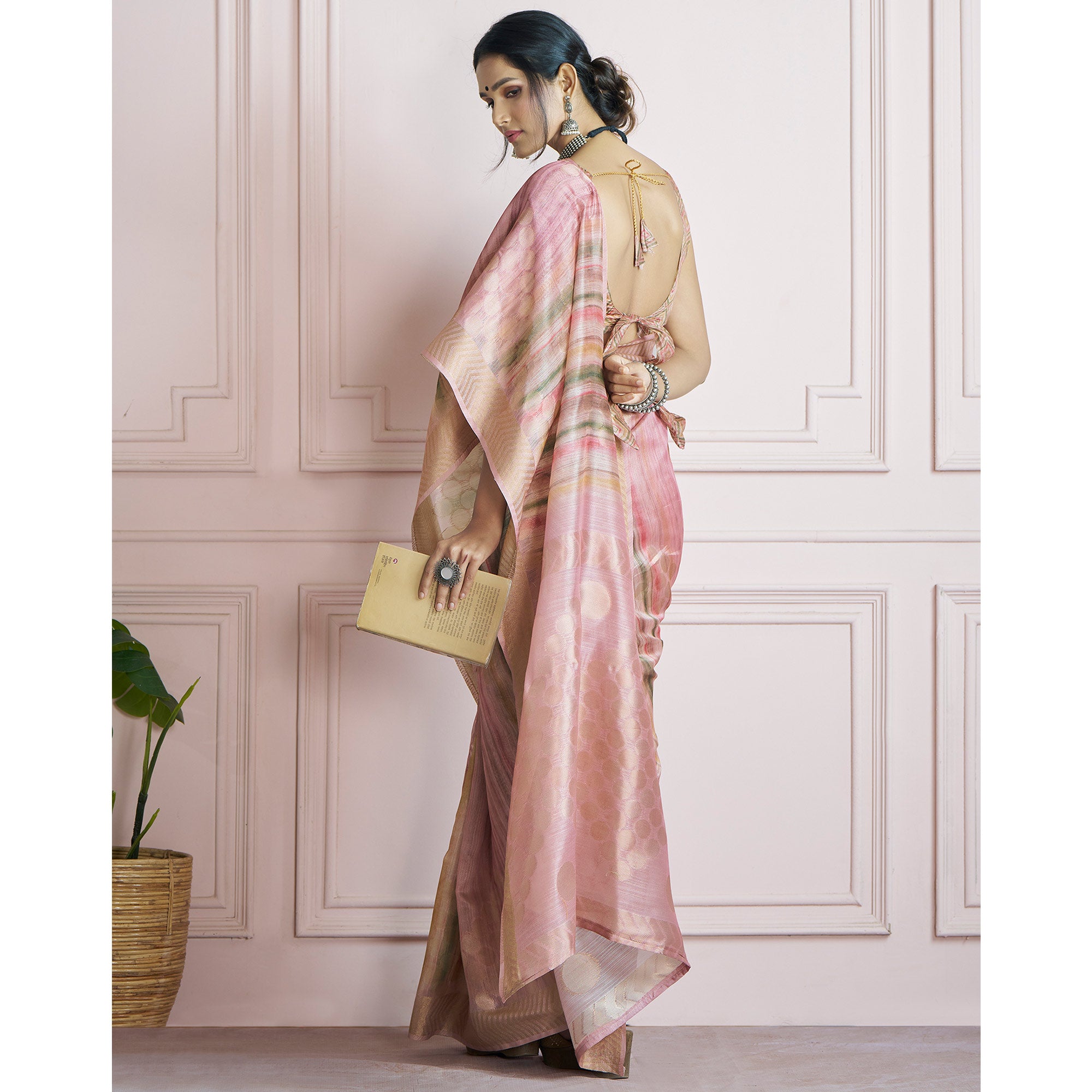 Pink Woven Cotton Silk Saree