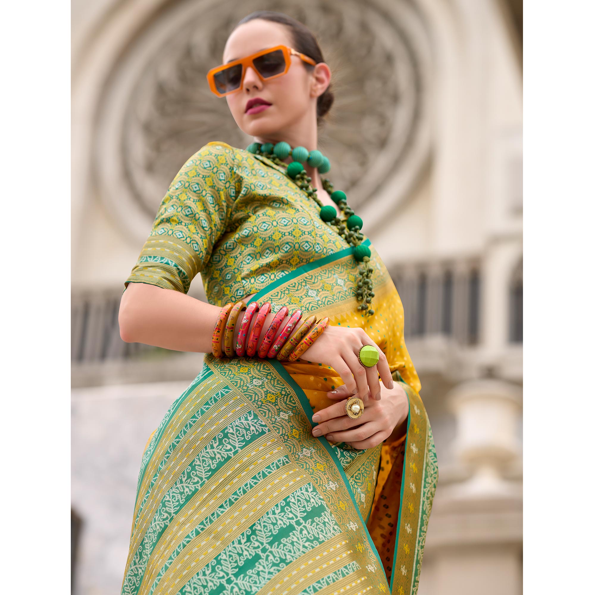 Yellow Zari Woven Banarasi Silk Saree