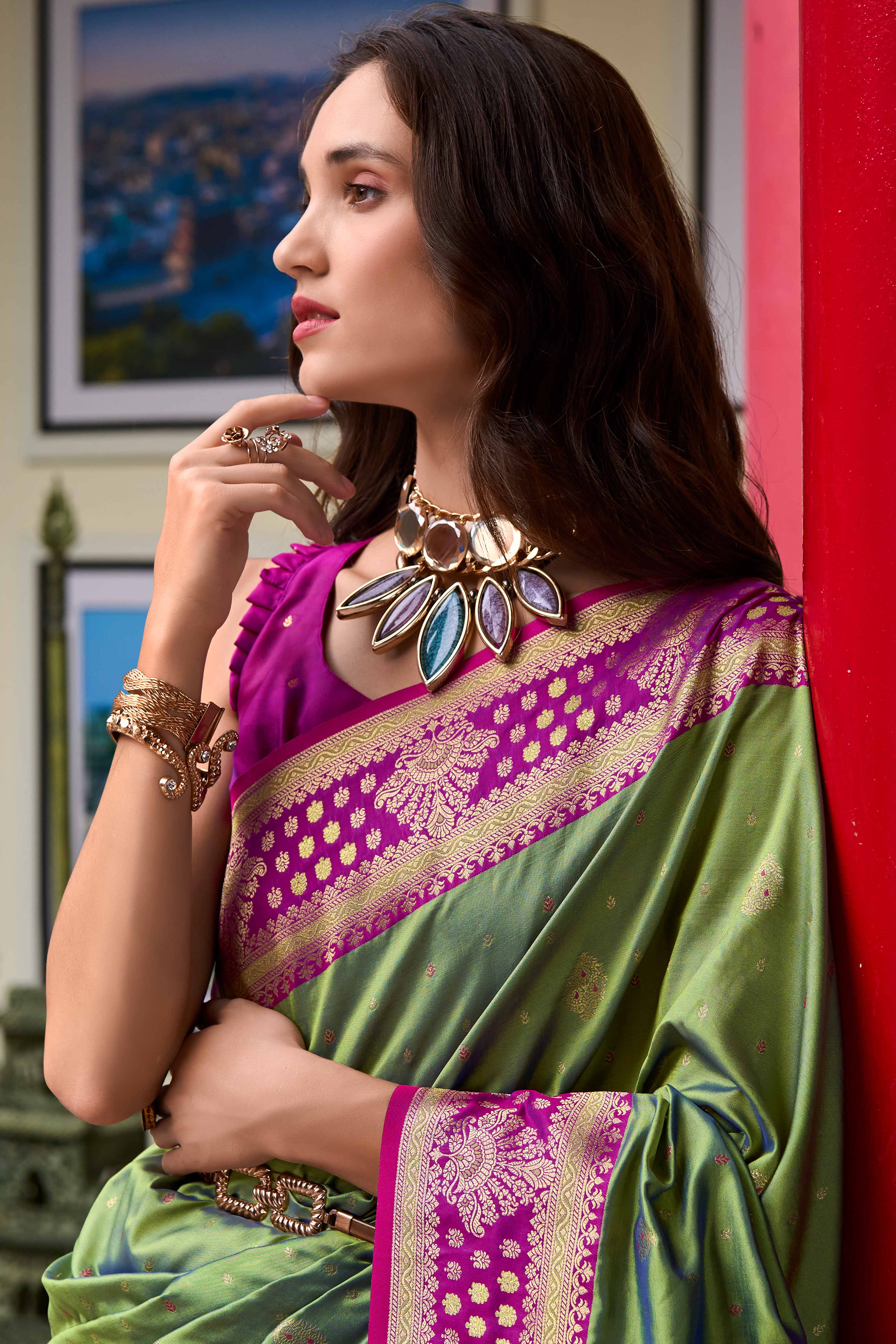 Pure Soft Banarasi Silk Saree in Pistachio Green Hue with Timeless Zari Butti Patterns