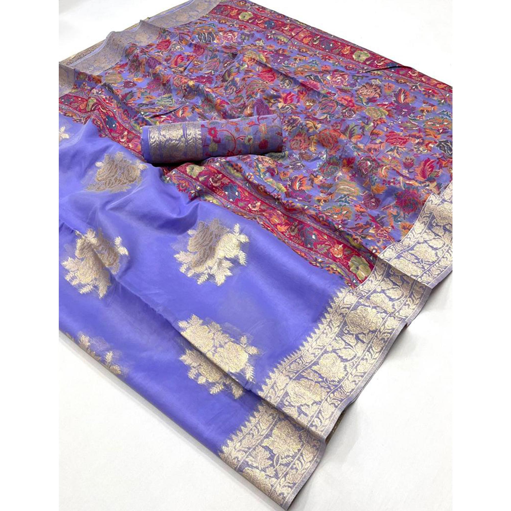 Purple Floral Woven Modal Saree