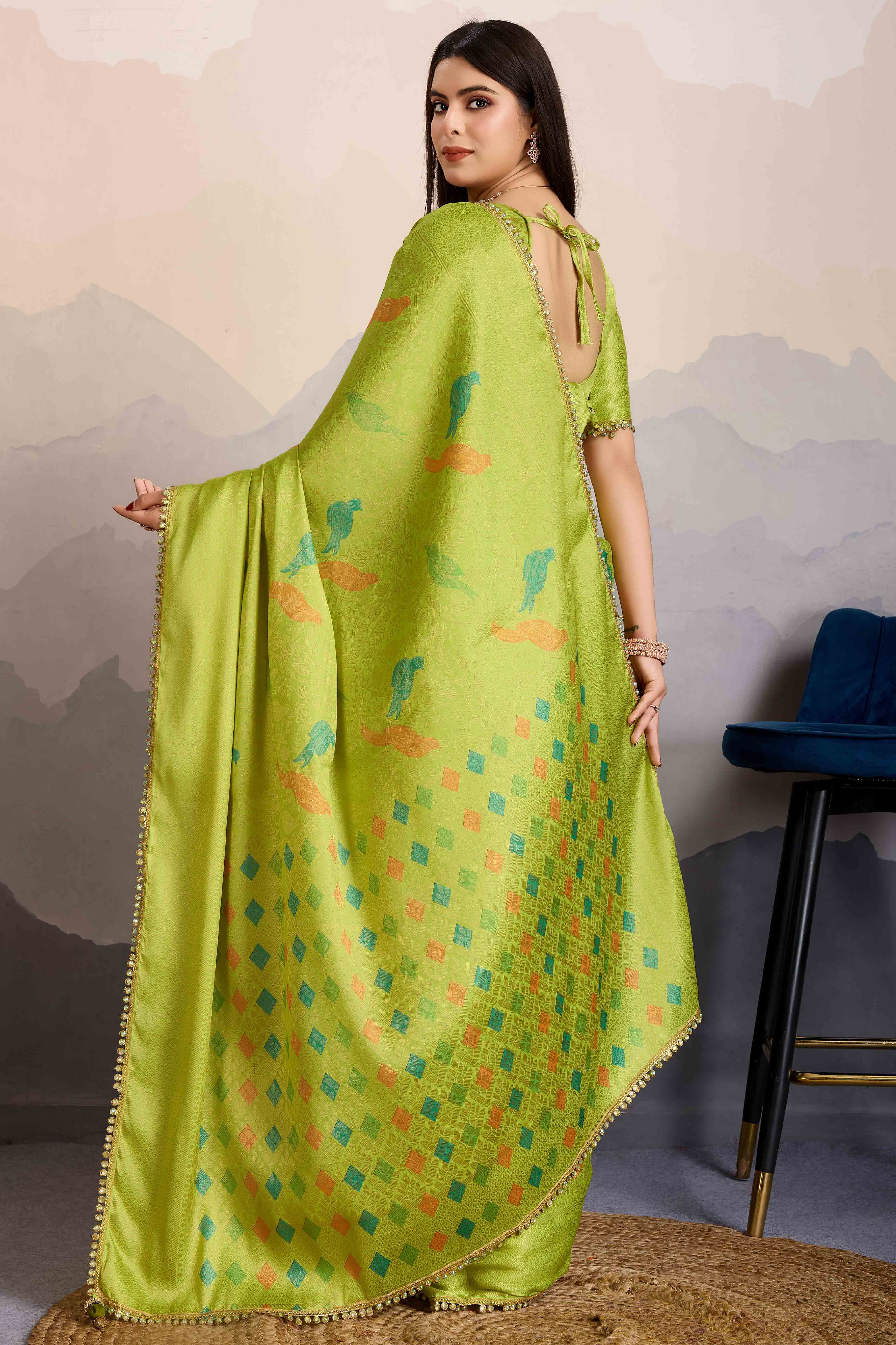 Green Zari Weaving Mysore Brocade Silk Saree
