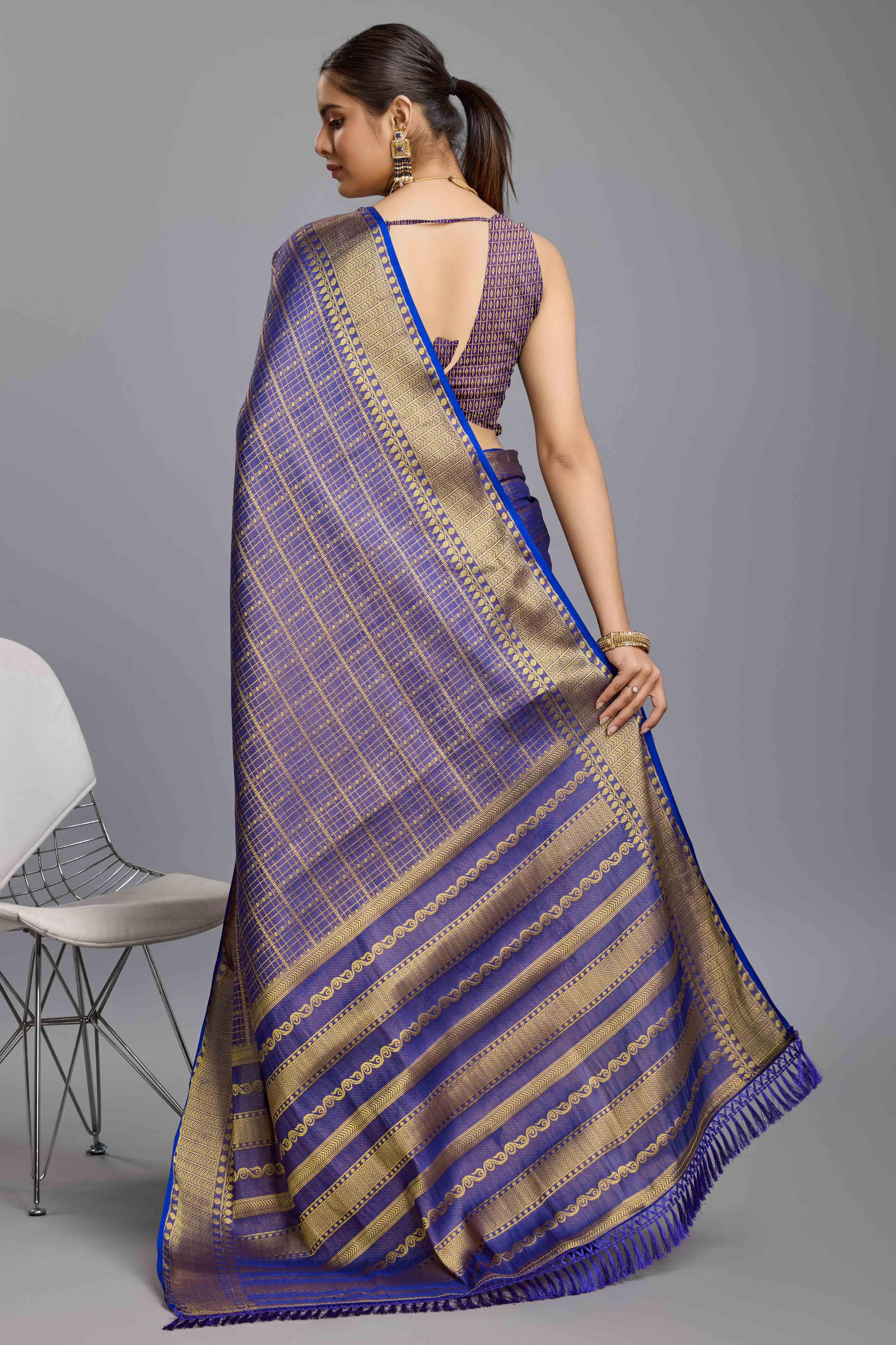Blue Brocade Zari Weaving Mysore Silk Saree