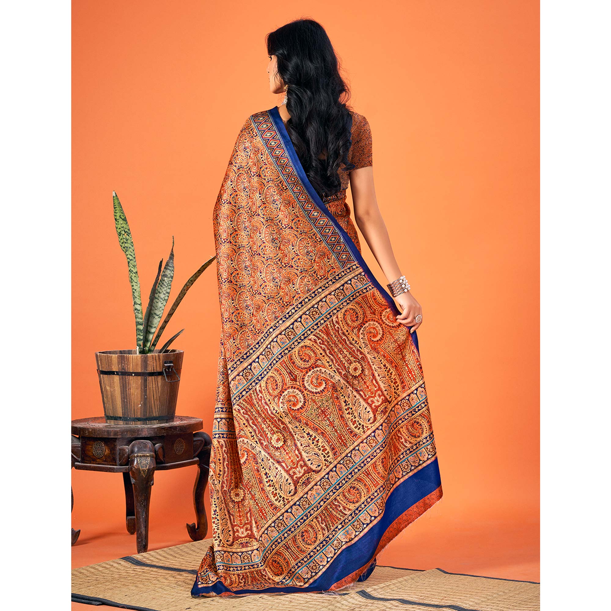 Multicolor Printed Pashmina Saree