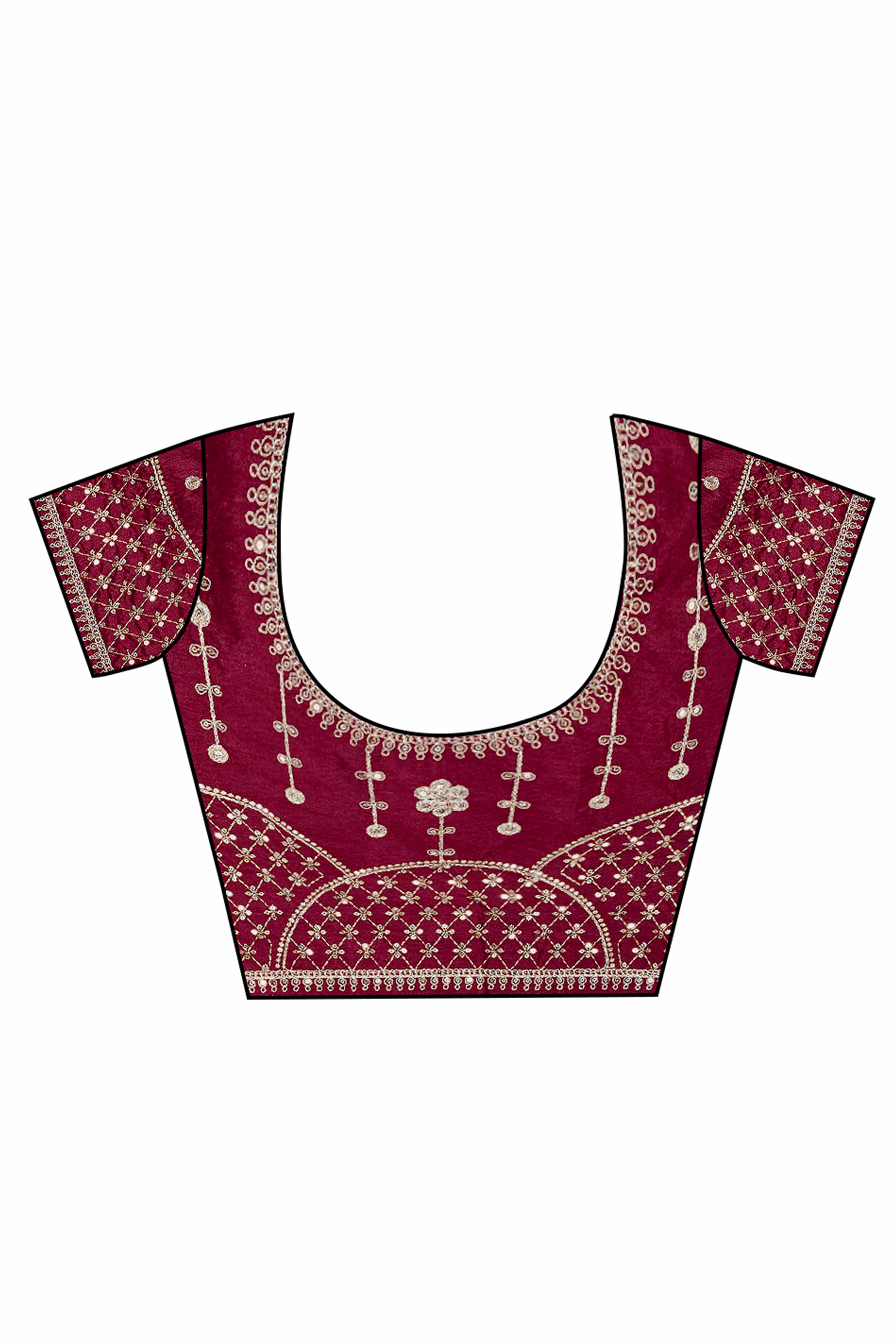 Purple Solid Saree In Georgette With Zari & Sequins Embroidery Border