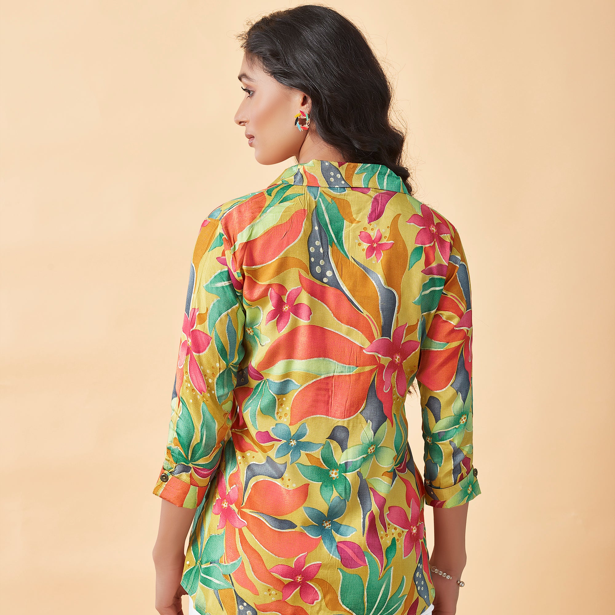 Multicolor Floral Foil Printed Muslin Top