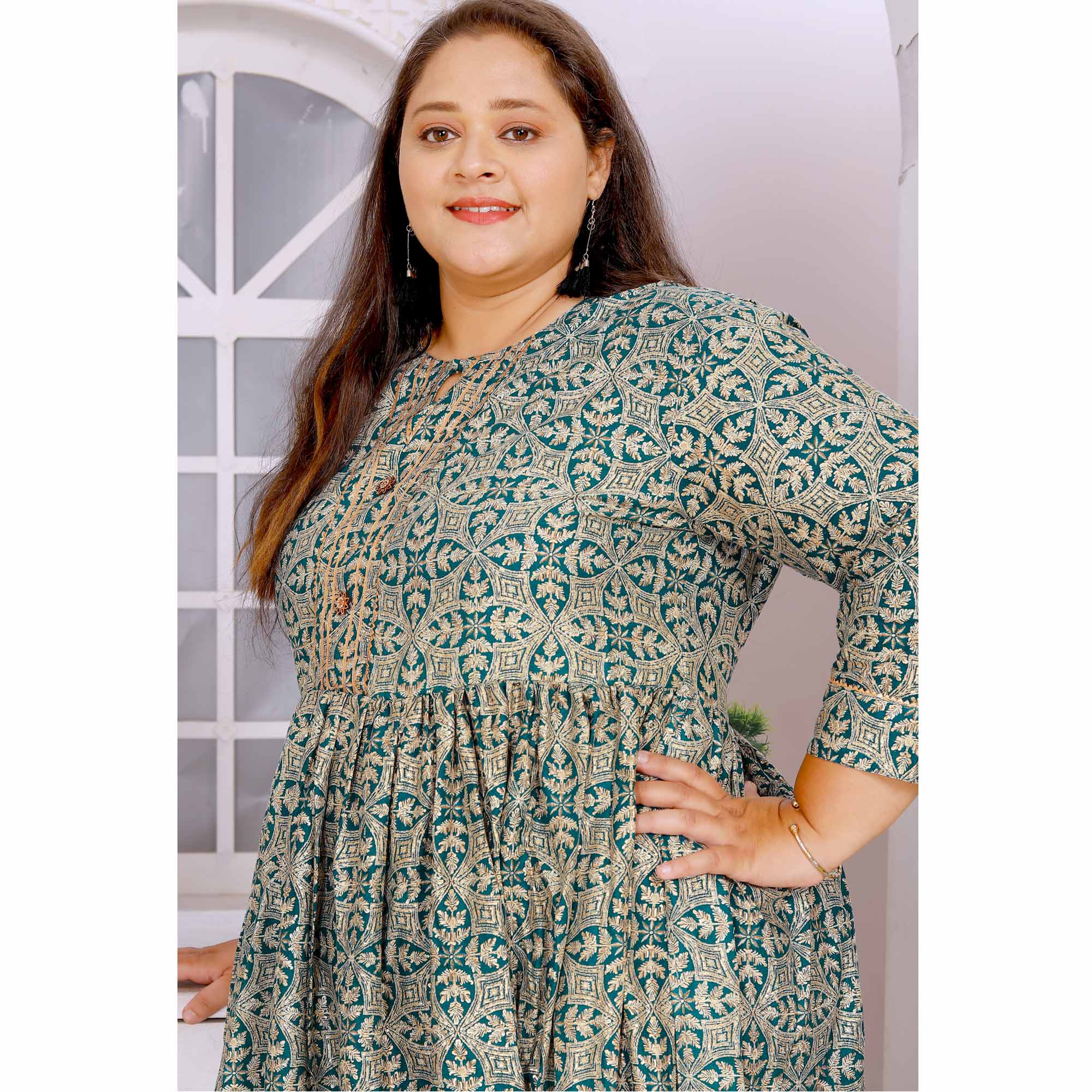 Morpich Floral Printed Rayon Long Kurti