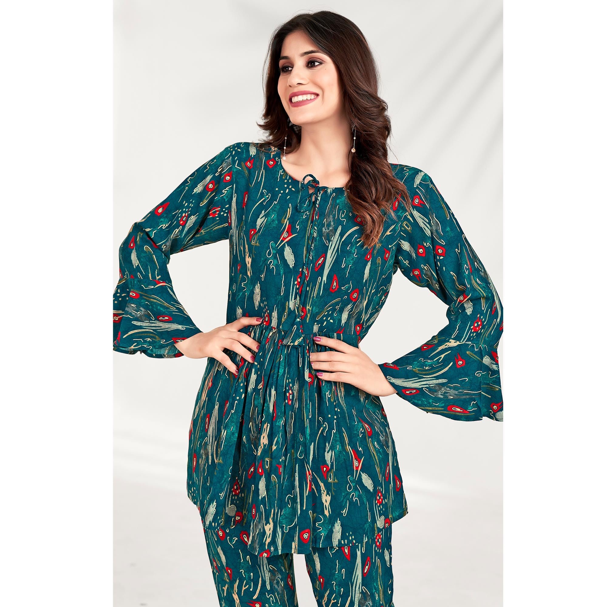 Morpich Foil Printed Rayon Co Ord Set