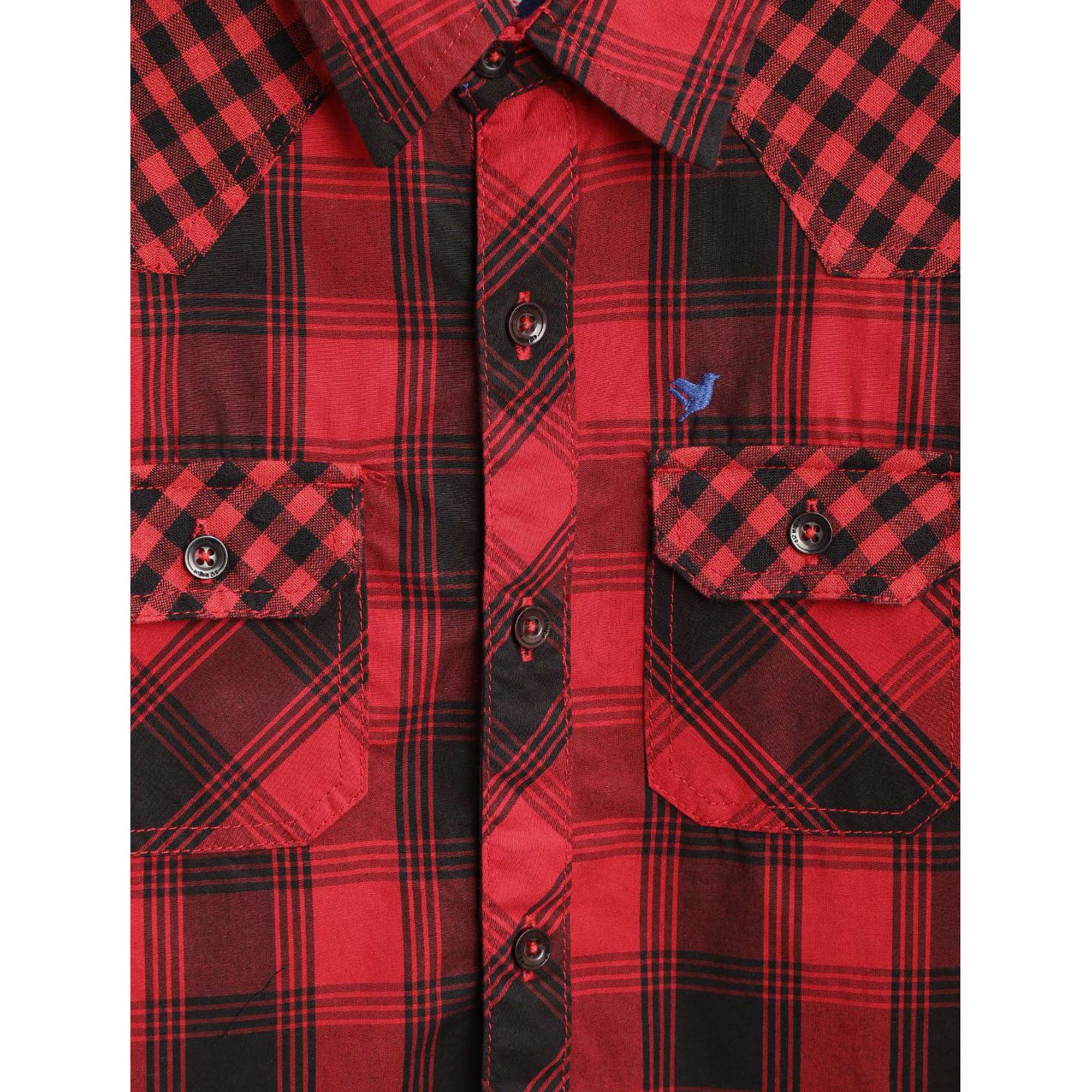 Red Checks Printed Pure Cotton Shirt