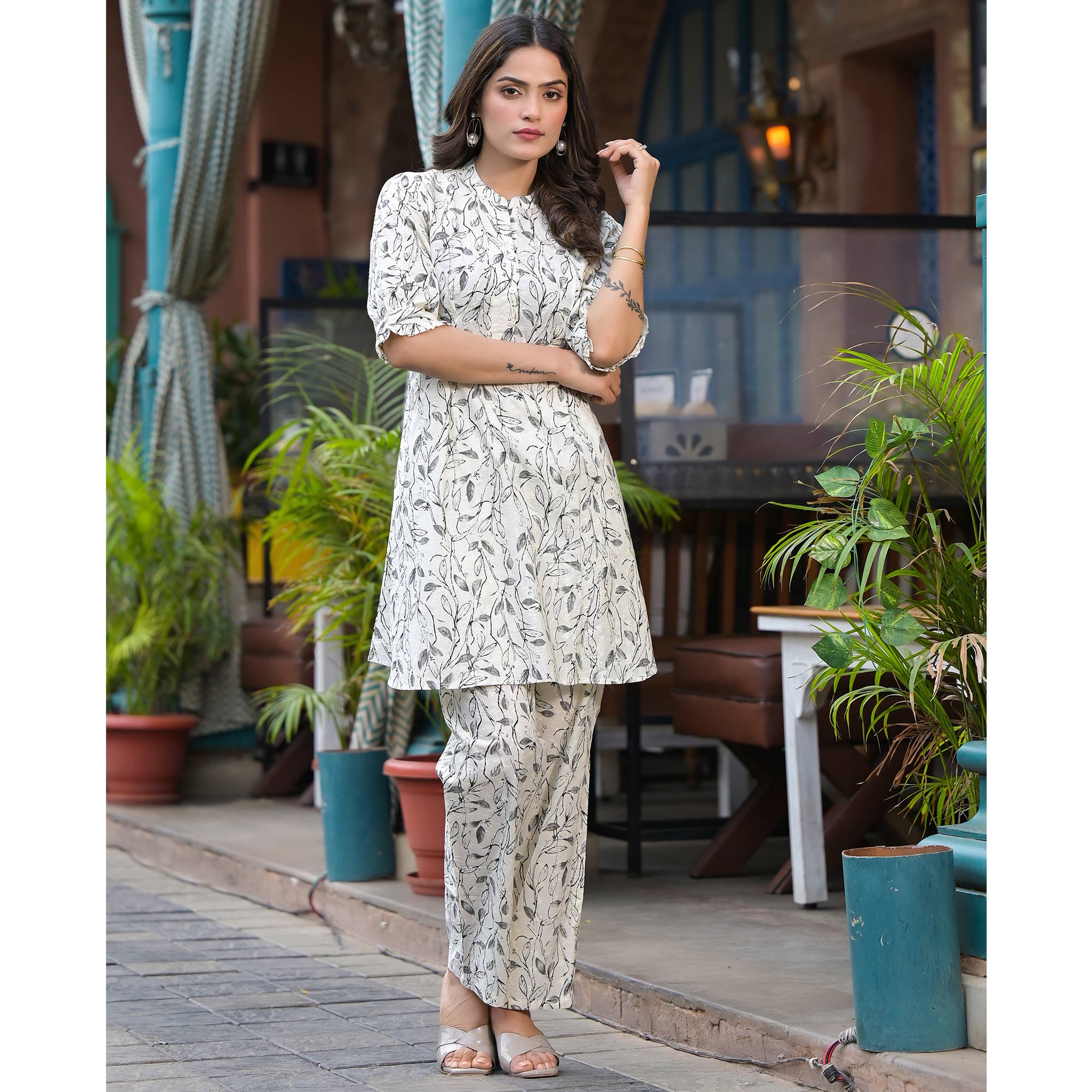 White Printed Pure Cotton Co-Ord Set