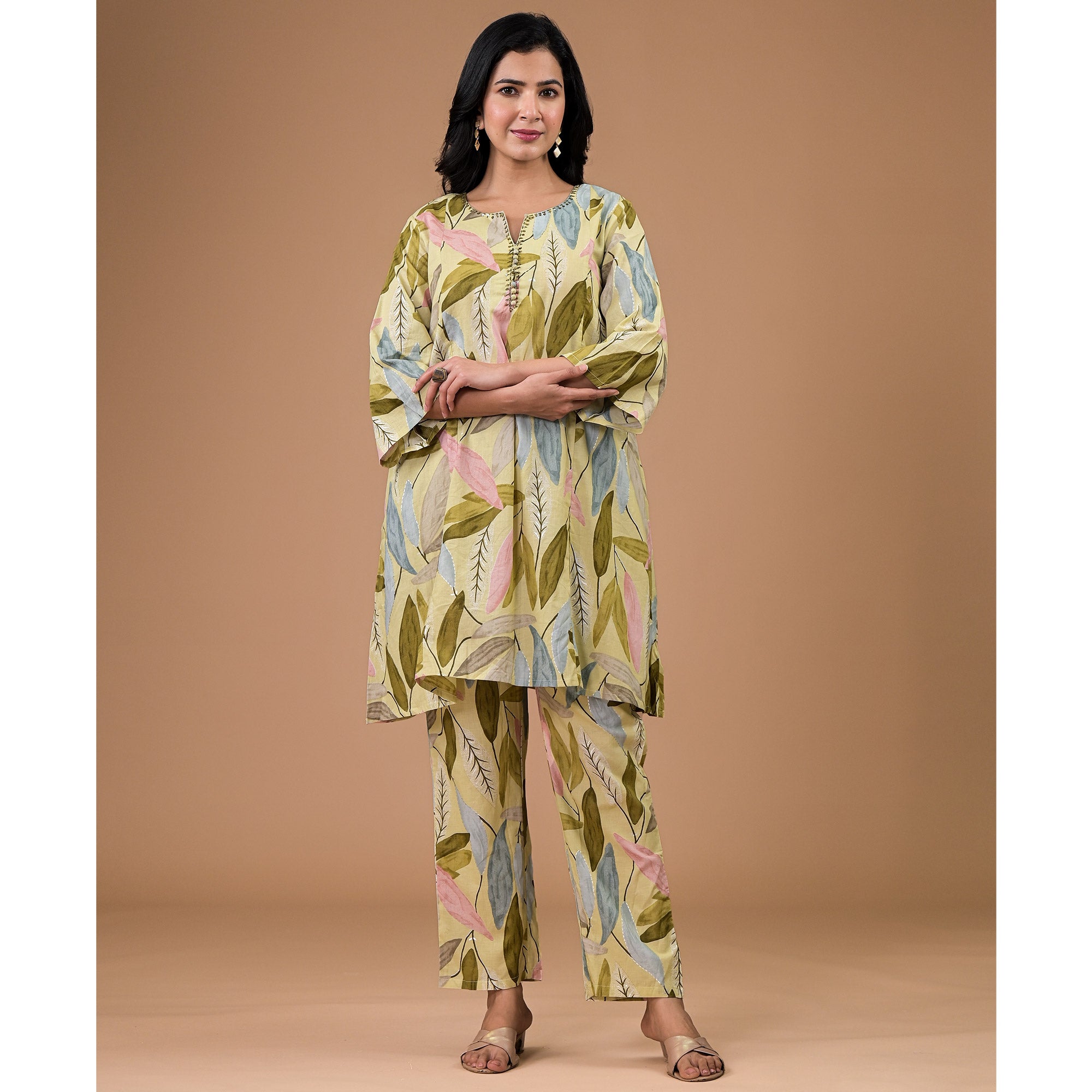 Green Printed Pure Cotton Co-ord Set