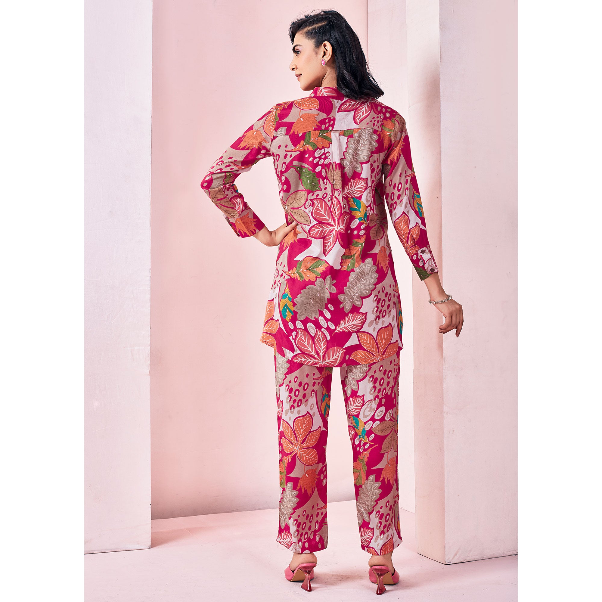 Rani Pink Printed Muslin Co-Ord Set