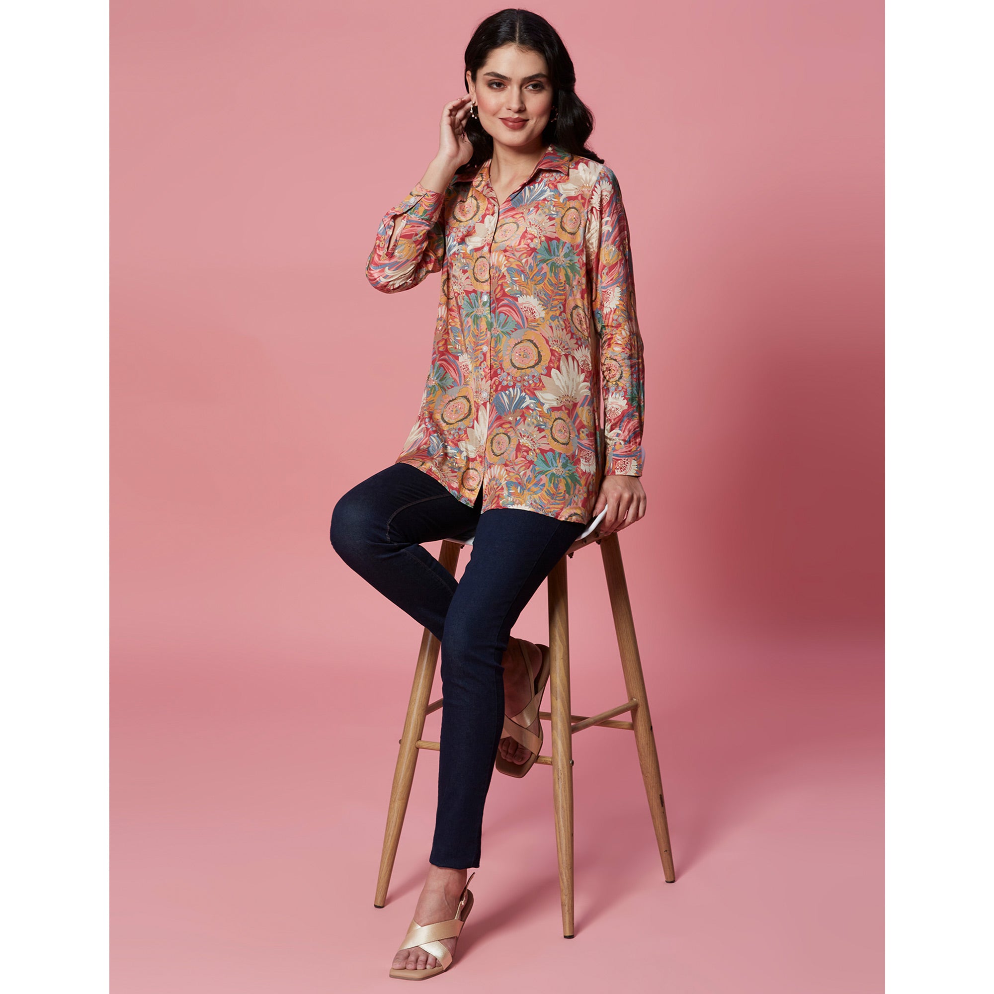 Multicolor Floral Printed Muslin Top