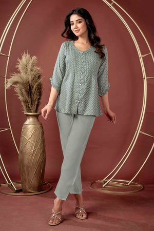 Grey Bandhani Printed Pure Cotton Top