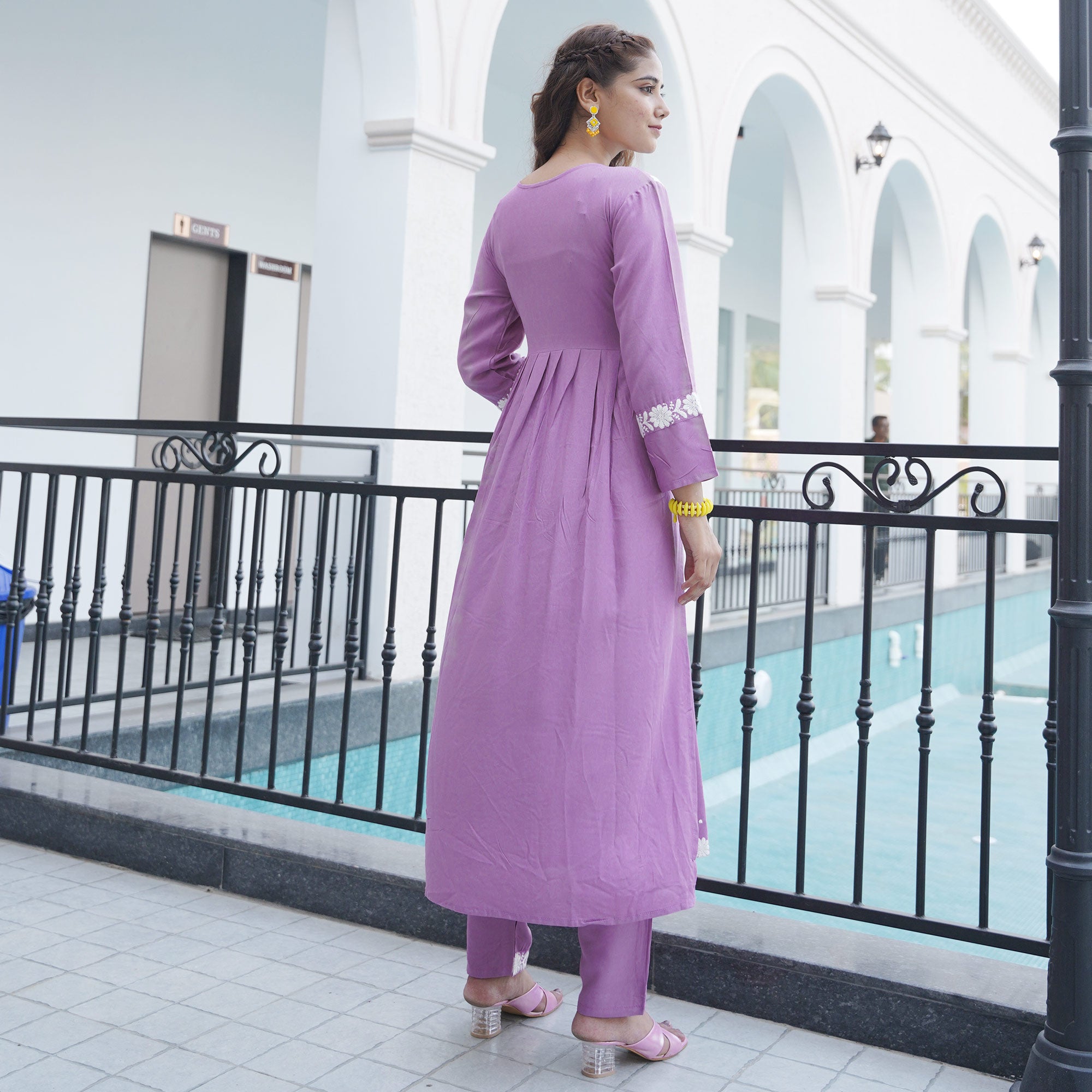 Purple Embroidered Rayon Salwar suit