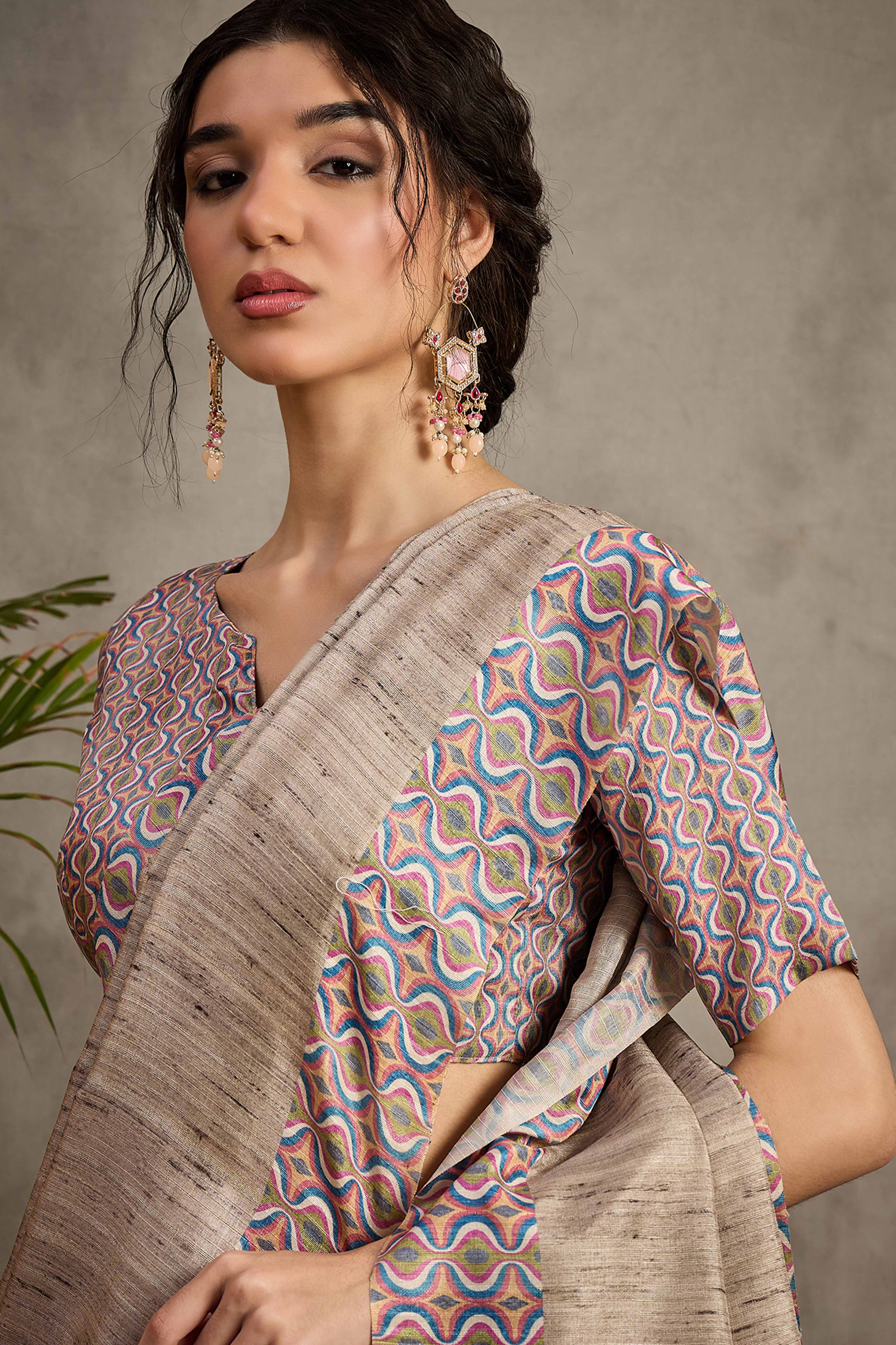 Beige Ethnic Cotton Silk Saree with Intricate Handwoven Details