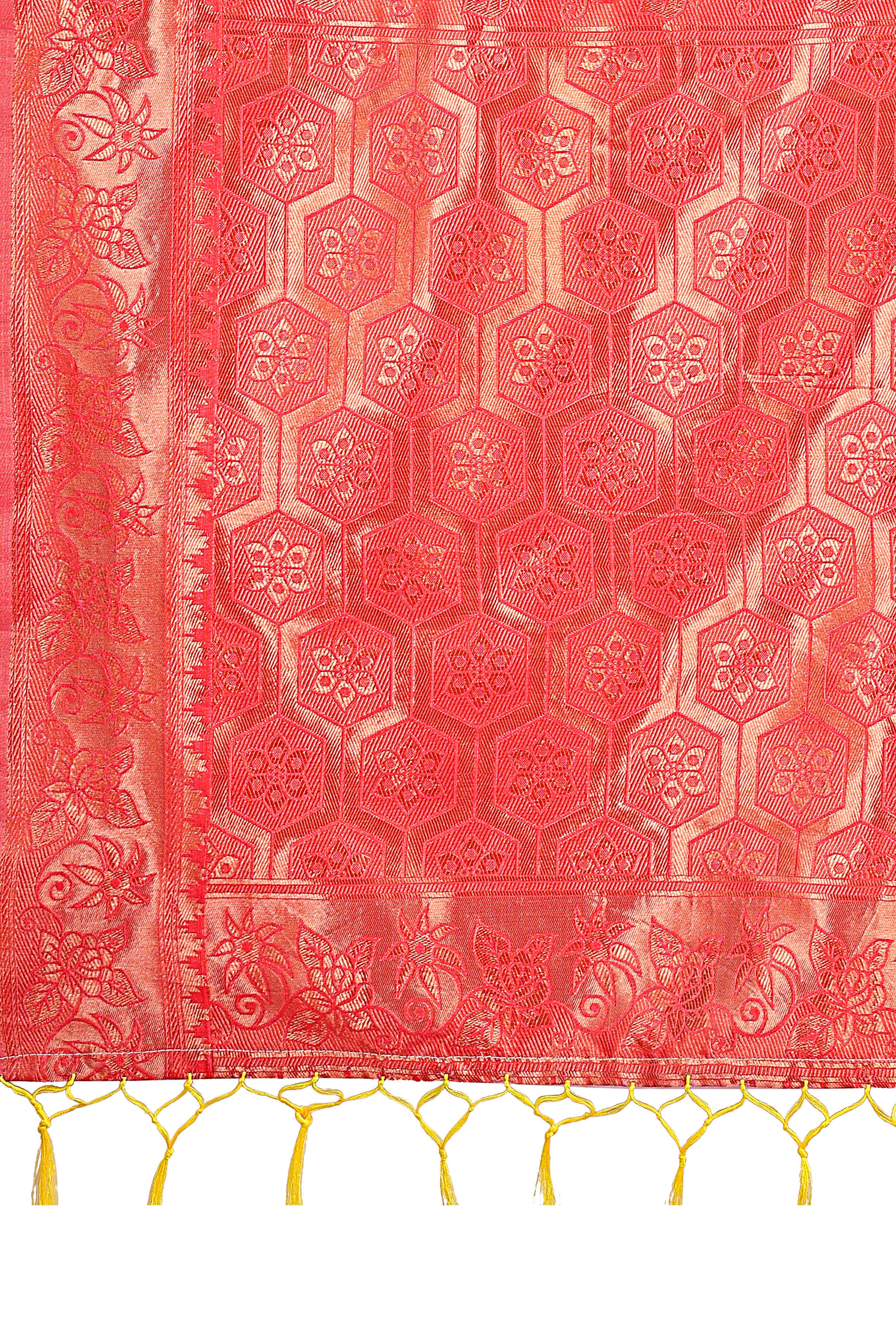 Yellow Saree with Floral Zari Weaving on a Linen Cotton Base