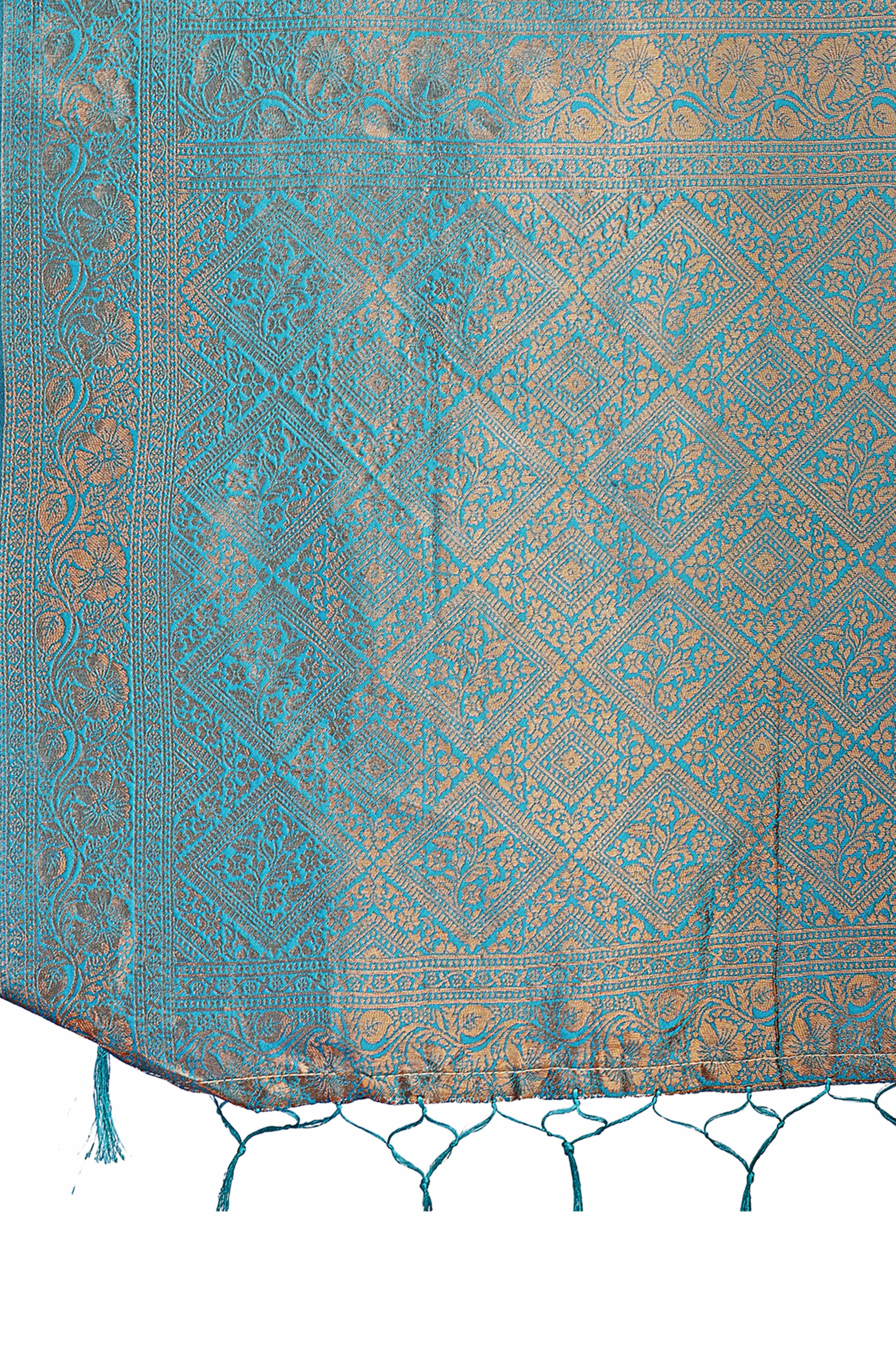 Peach Heart Motif Zari Woven Lichi Cotton Silk Saree With Flowing Tassels