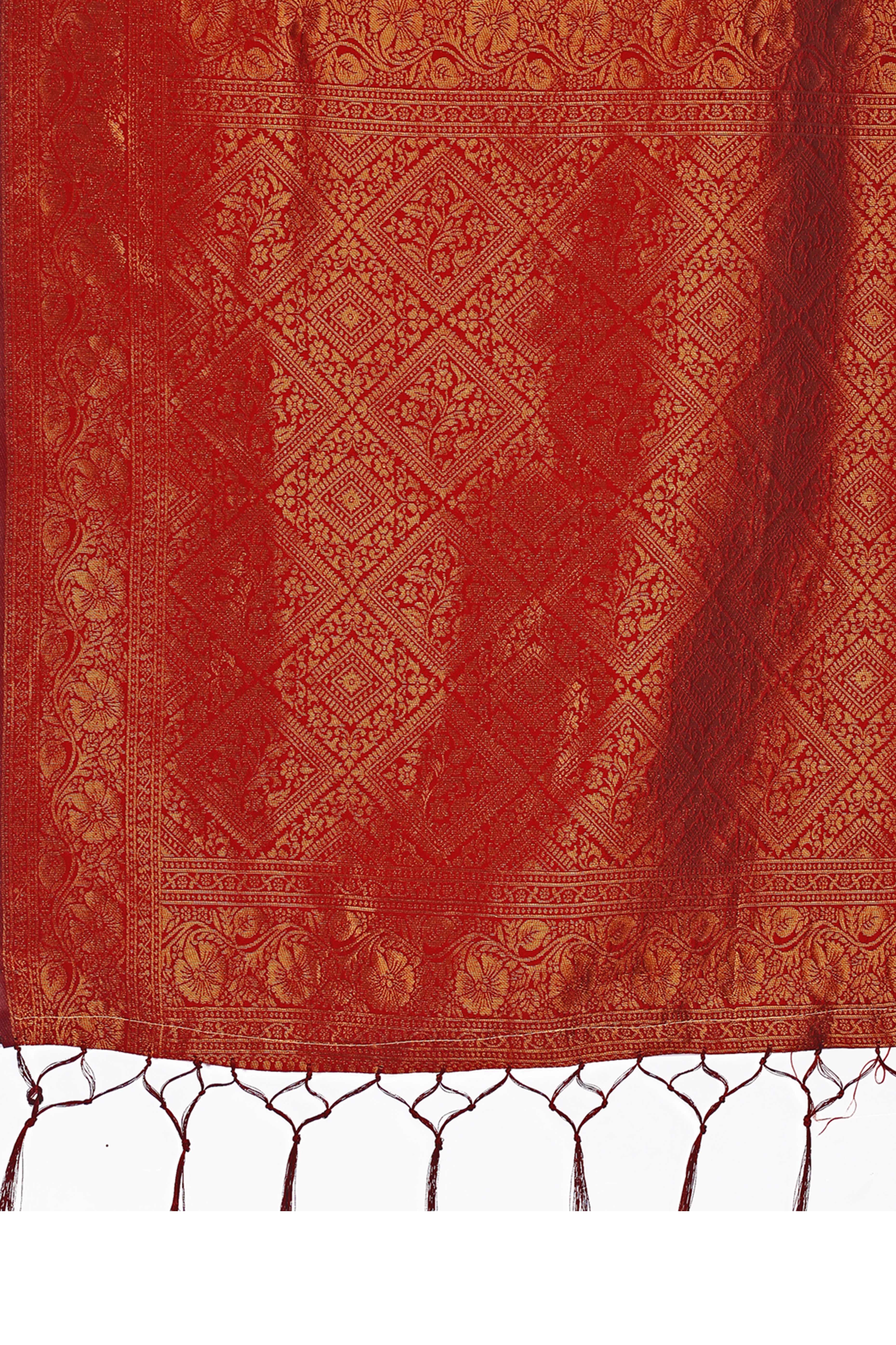 Grey Heart Motif Zari Woven Lichi Cotton Silk Saree With Flowing Tassels