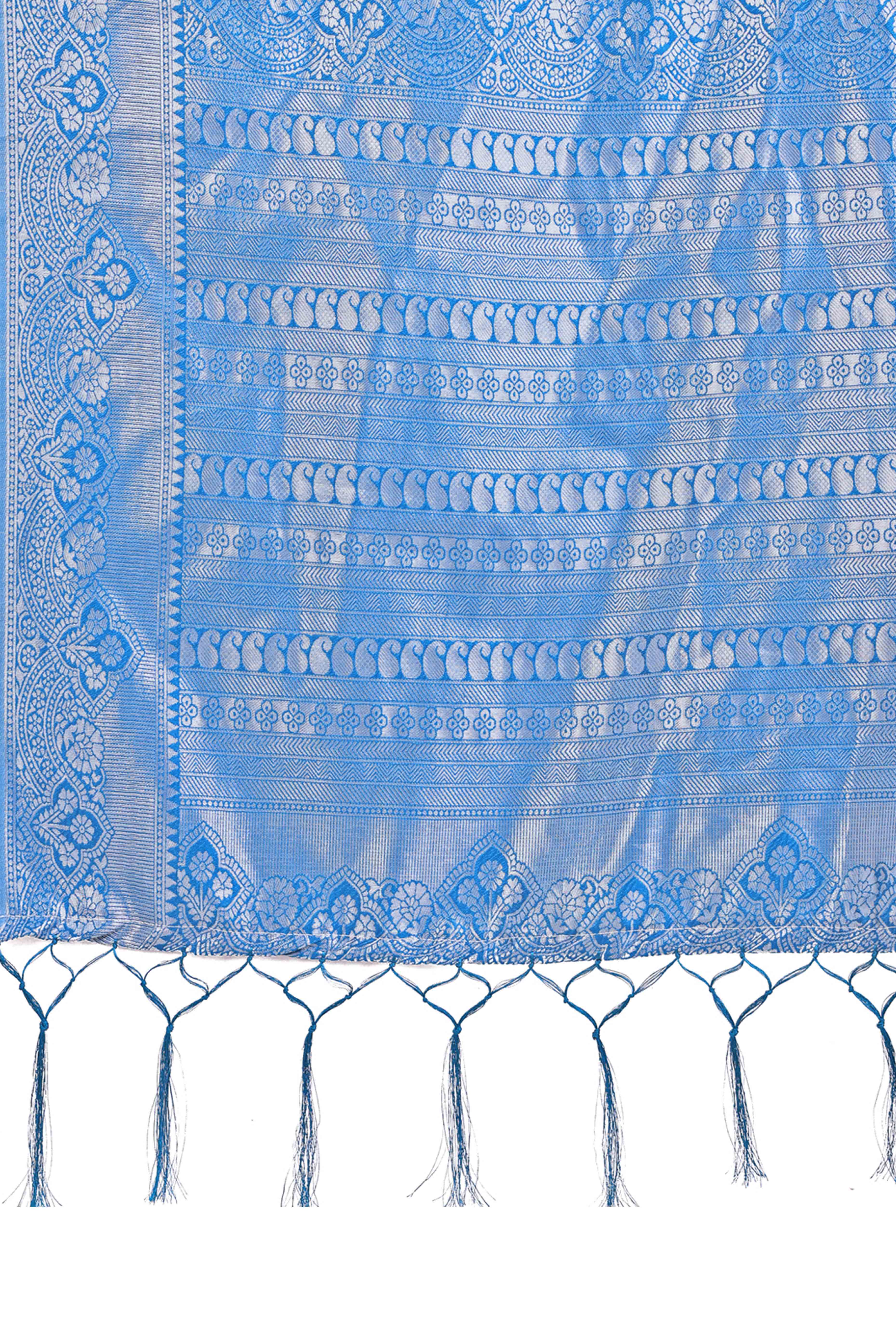 11Peach Lichi Silk Blend Saree With Intricate Paisley Zari Weave & Graceful Tassels