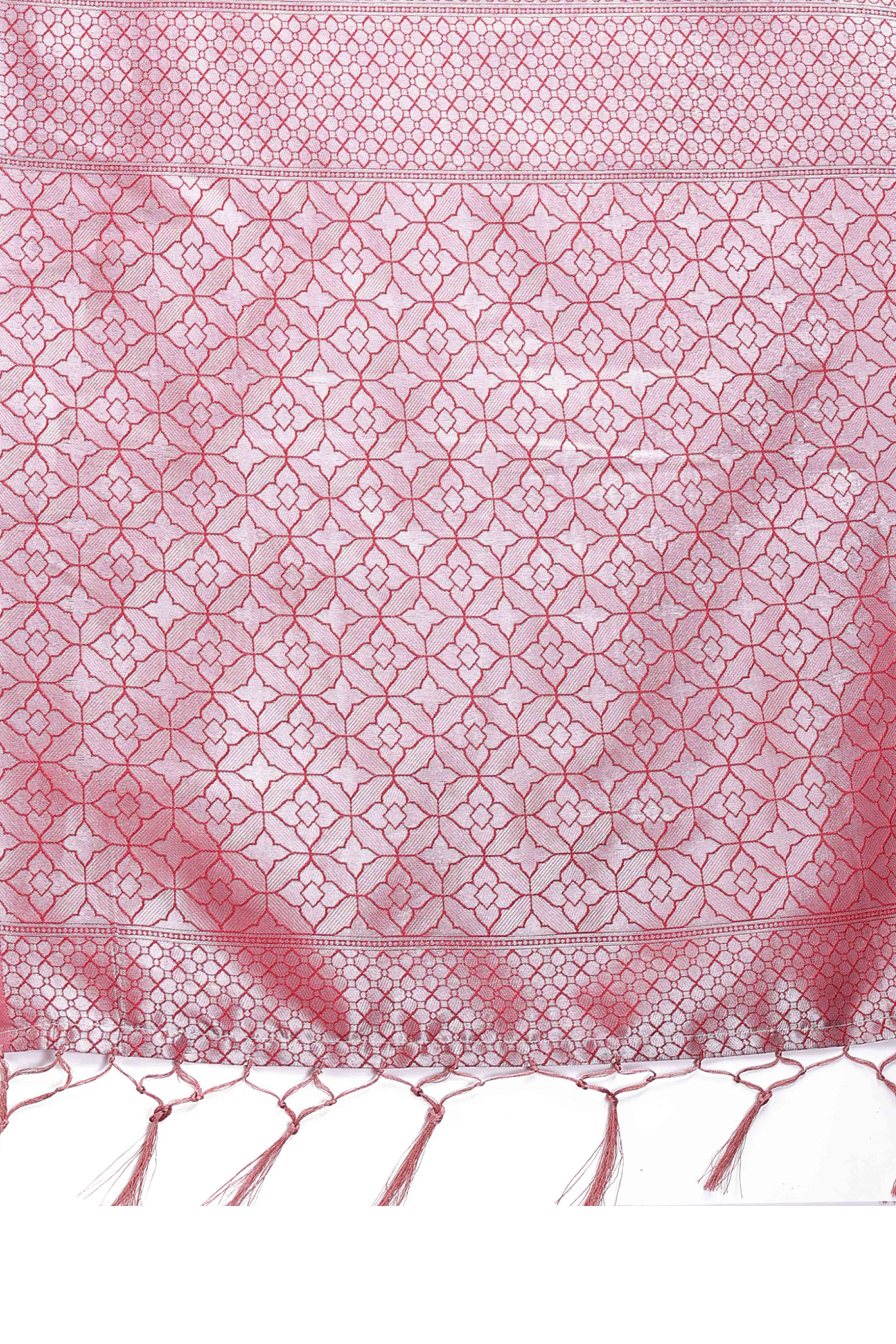 Radiant Light Orange Zari Weaving Silk Blend Saree of Timeless Elegance