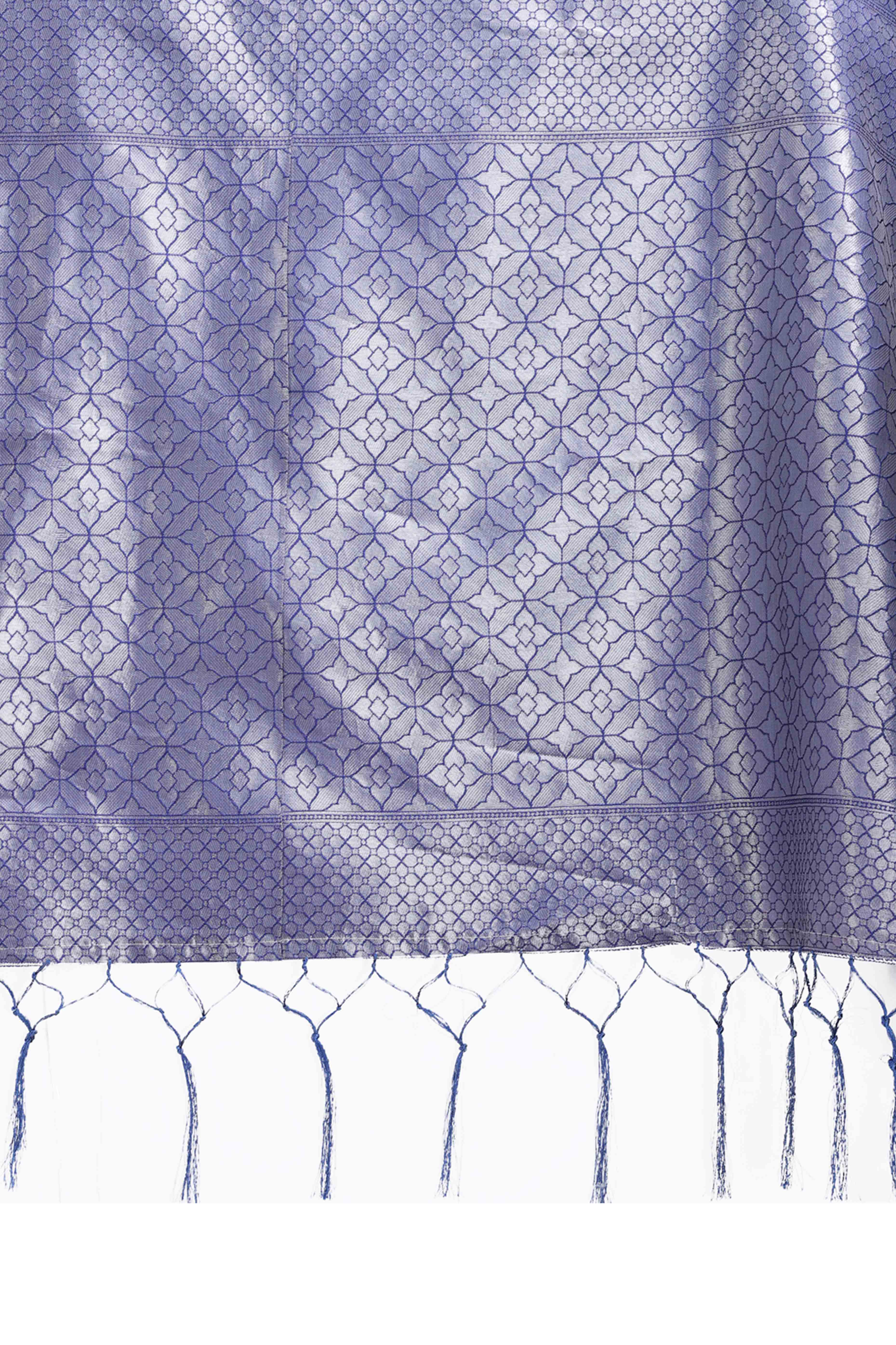 Serene Sky Blue Zari Weaving Silk Blend Saree of Pure Charm