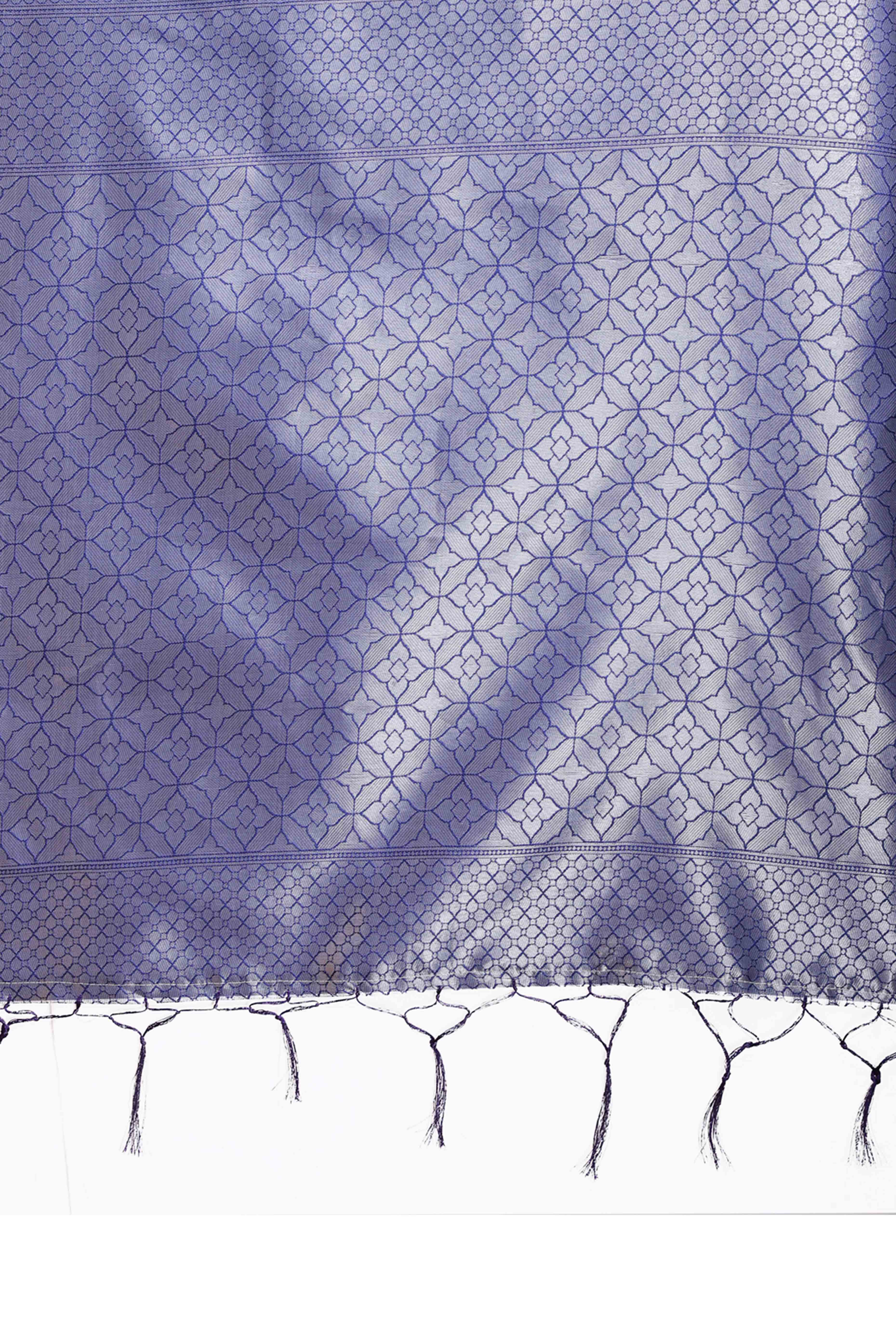 Tranquil Aqua Blue Zari Weaving Silk Blend Saree of Oceanic Serenity