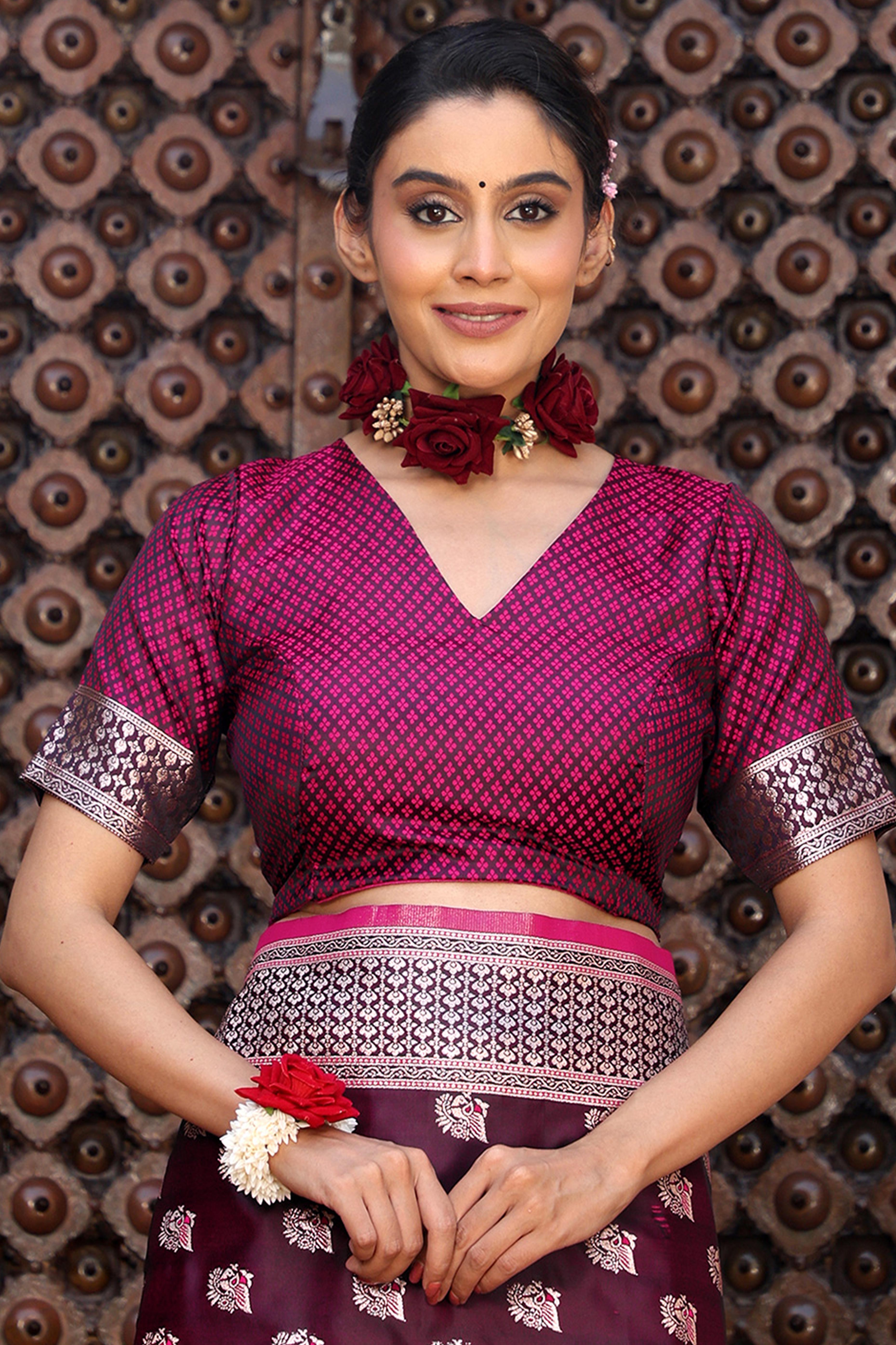 Designer Purple Saree Showcasing Peacock & Floral Zari Weaving With Handmade Tassel Pallu