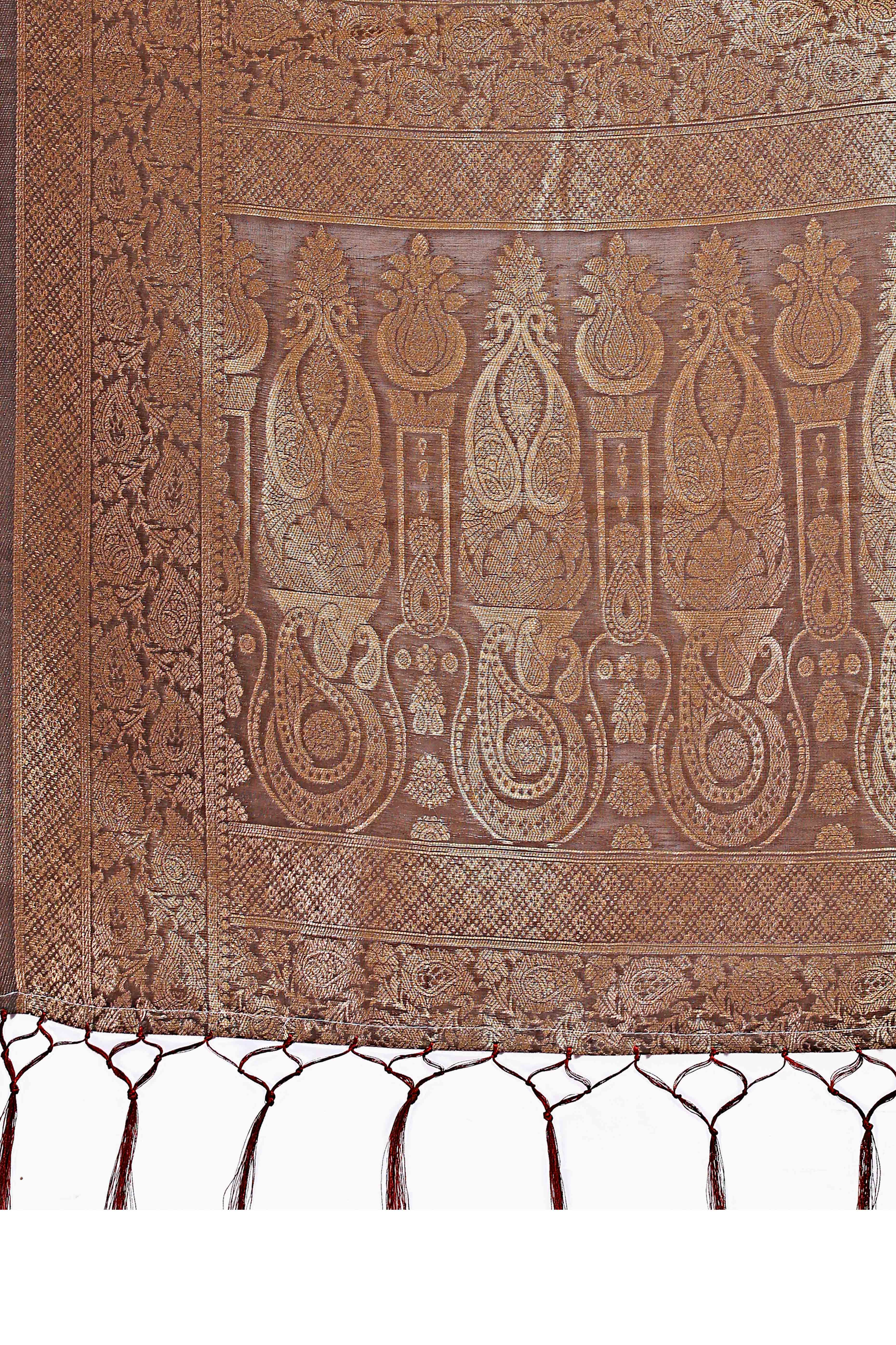 Grey Floral Zari Woven Saree in a Lustrous Cotton Silk Blend