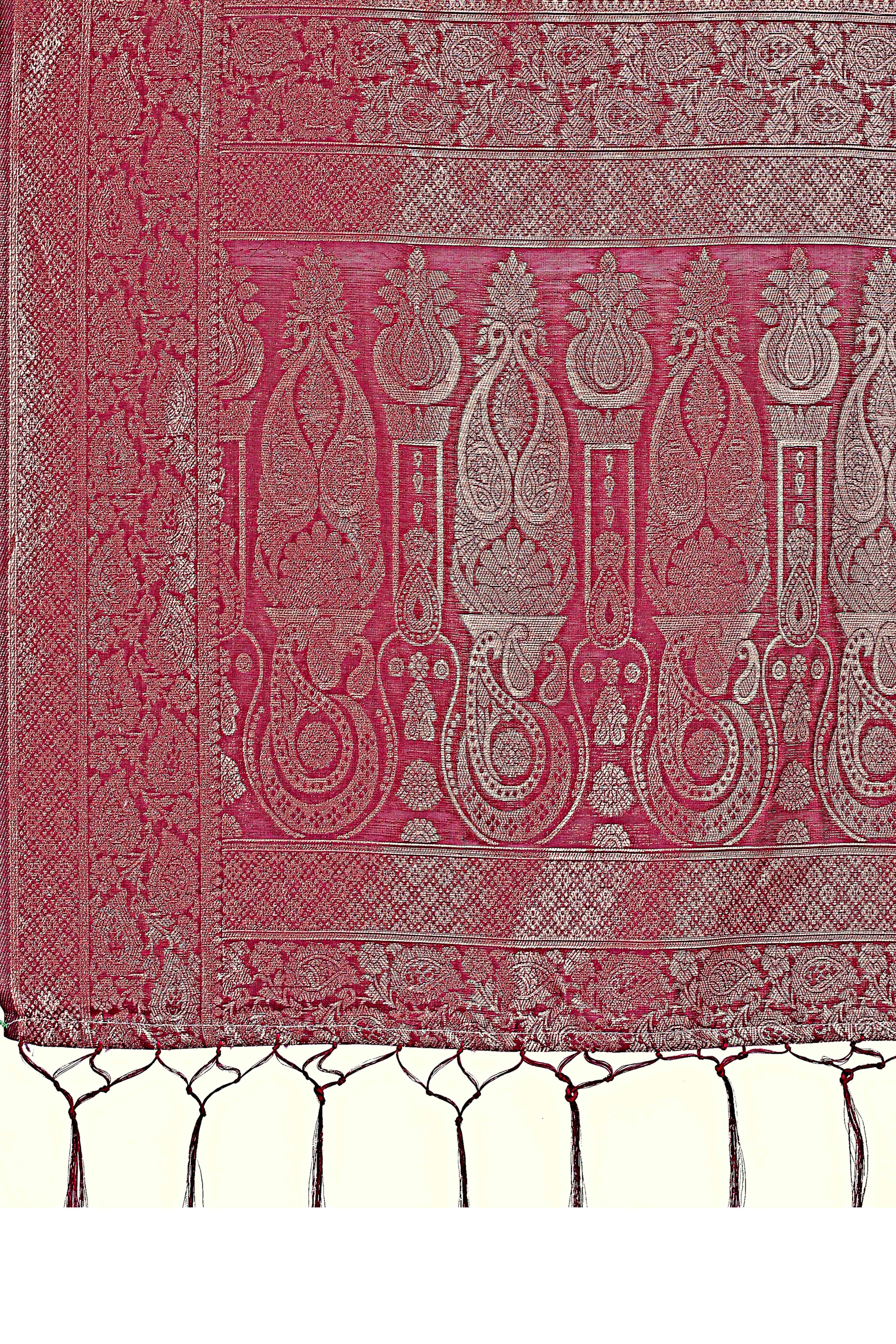 Purple Floral Zari Woven Saree in a Lustrous Cotton Silk Blend